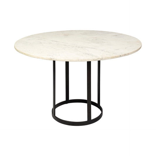 Tanner Dining Table White Marble | Black Metal | Round - dining-table