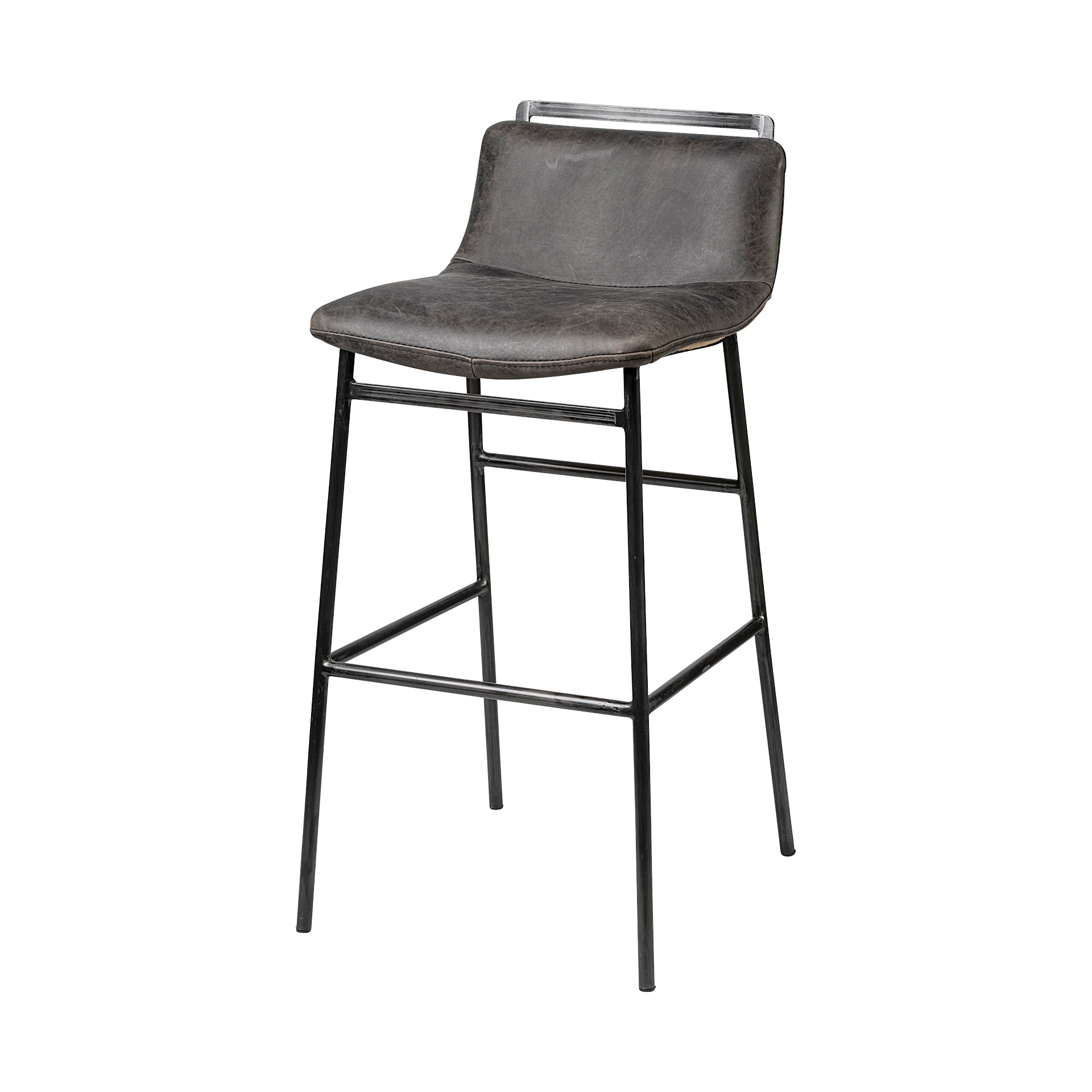 Kavalan Bar Counter Stool Ebony Leather | Black Metal | Bar - bar-stools