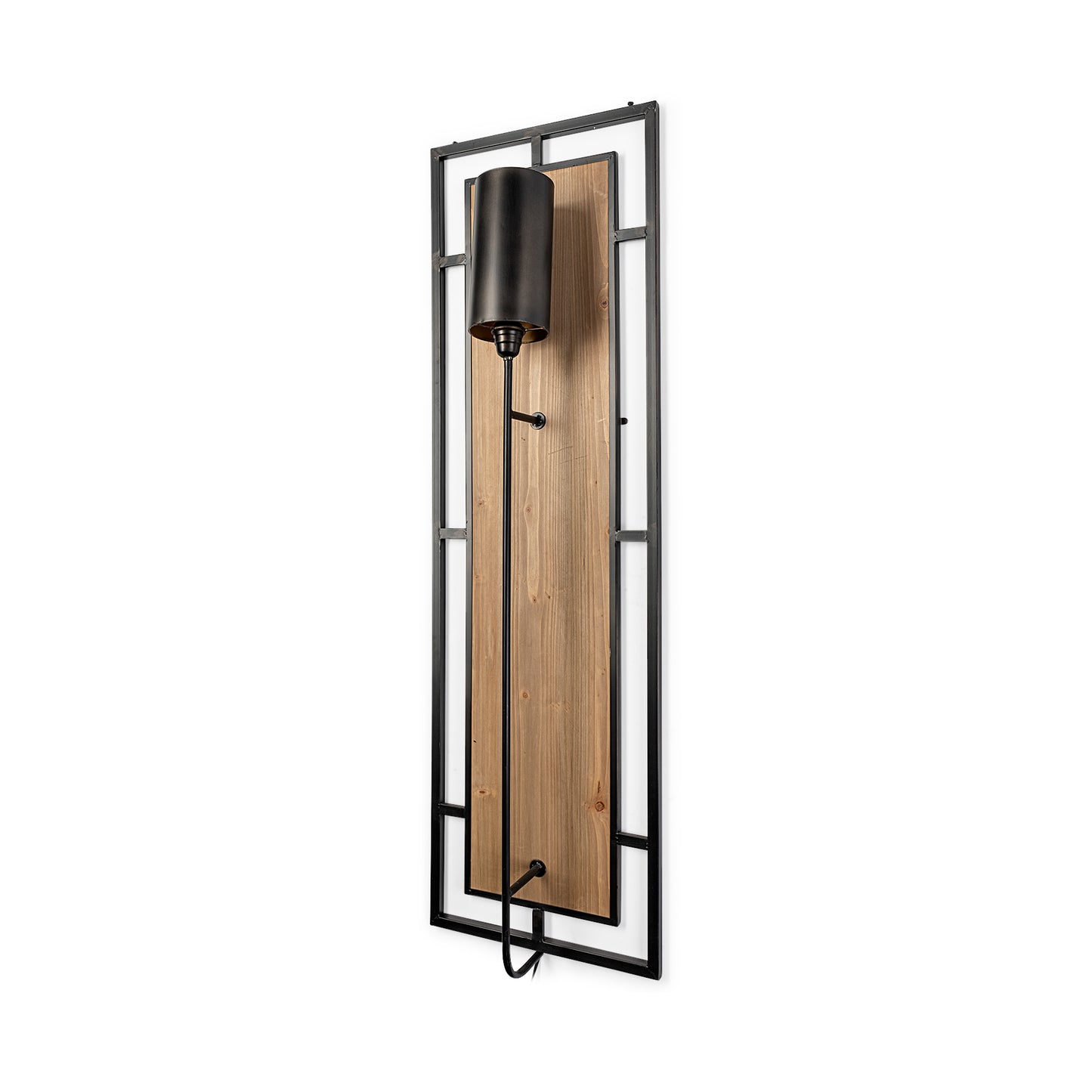 Cleo Wall Sconce Brown Wood | Black Metal - wall-fixtures