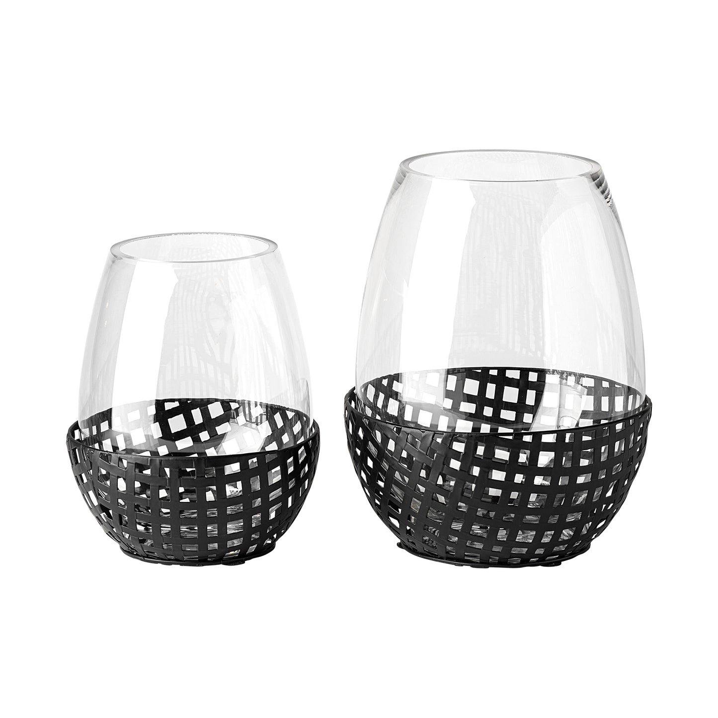 Reena I Small Black Woven Metal Base Table Candle Holder