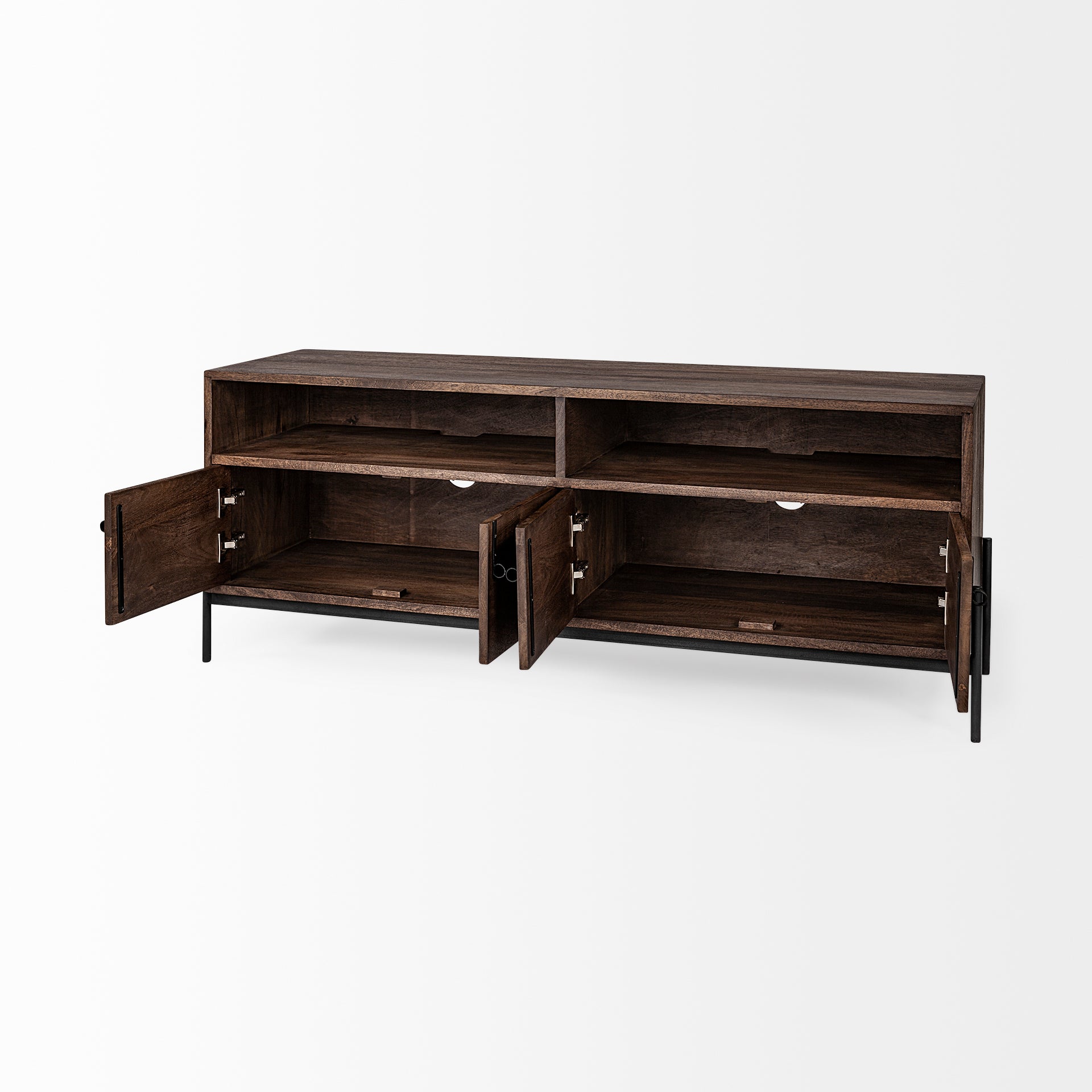 Glenn Media Console Brown Wood | Black Metal - media-console