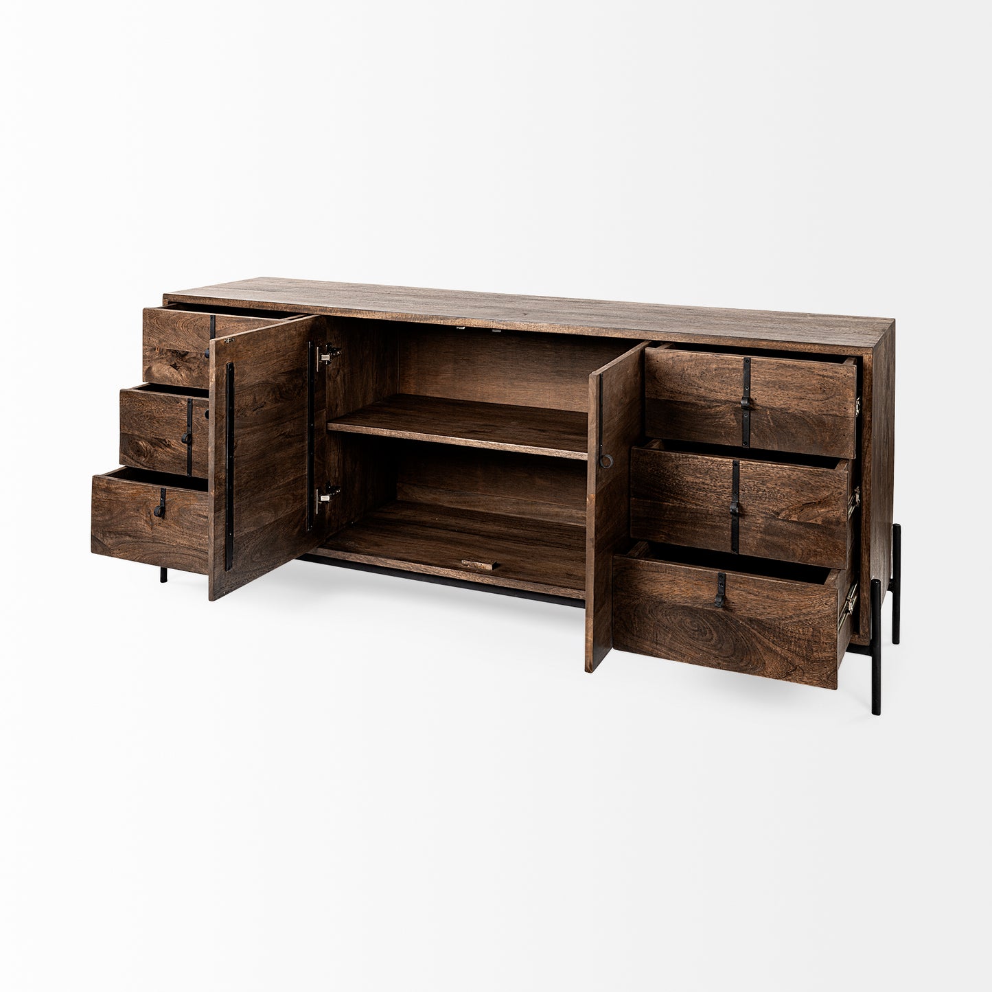 Glenn Sideboard Brown Wood | Black Metal - sideboards-and-buffets