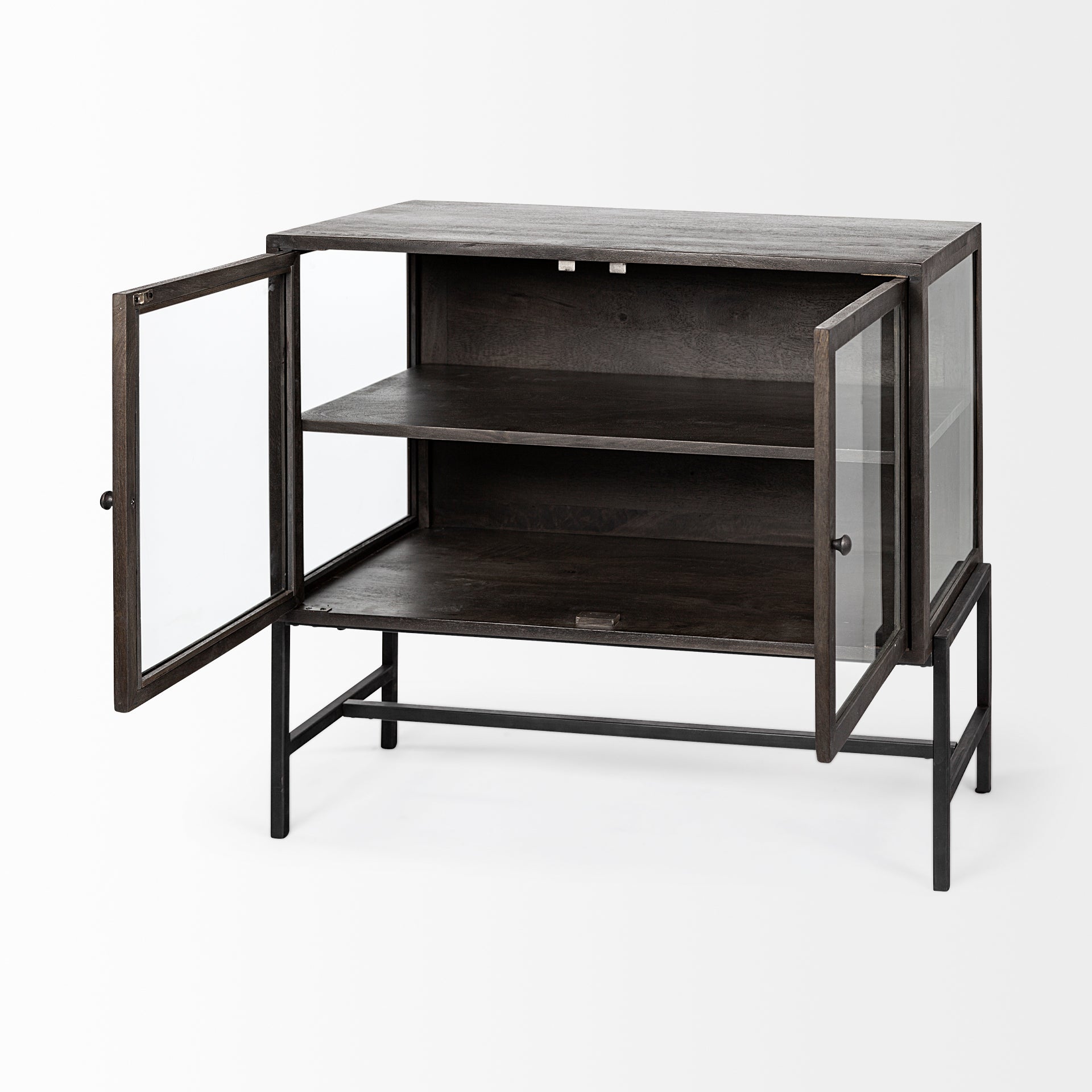 Arelius Accent Cabinet Black-Brown Wood | Black Metal - acc-chest-cabinets