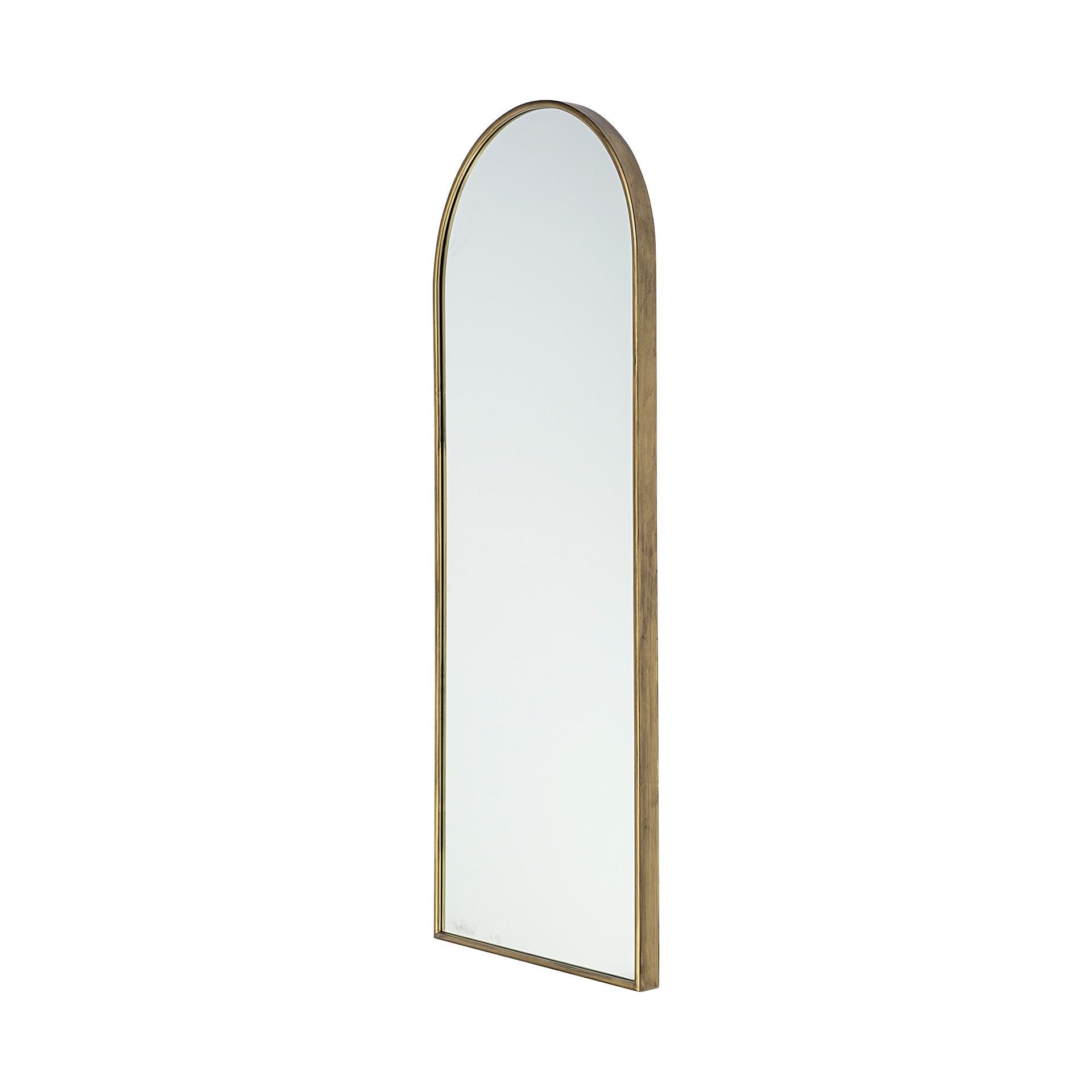 Agatha 28.0L x 2.0W x 70.0H Rounded Arch Gold Metal Frame Full Length Mirror
