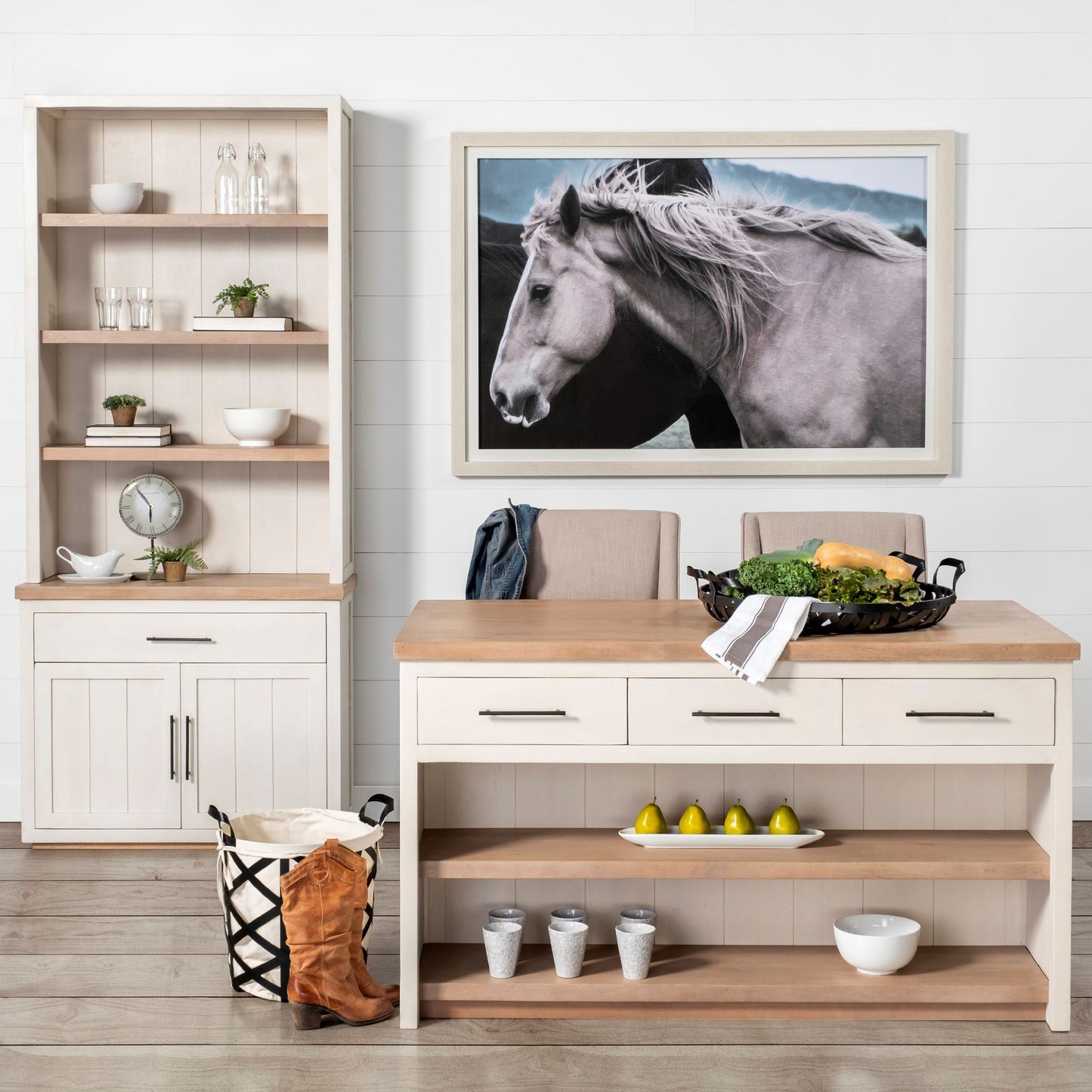 Fairview Kitchen Island White Wood | Brown Wood - kitchen-islands