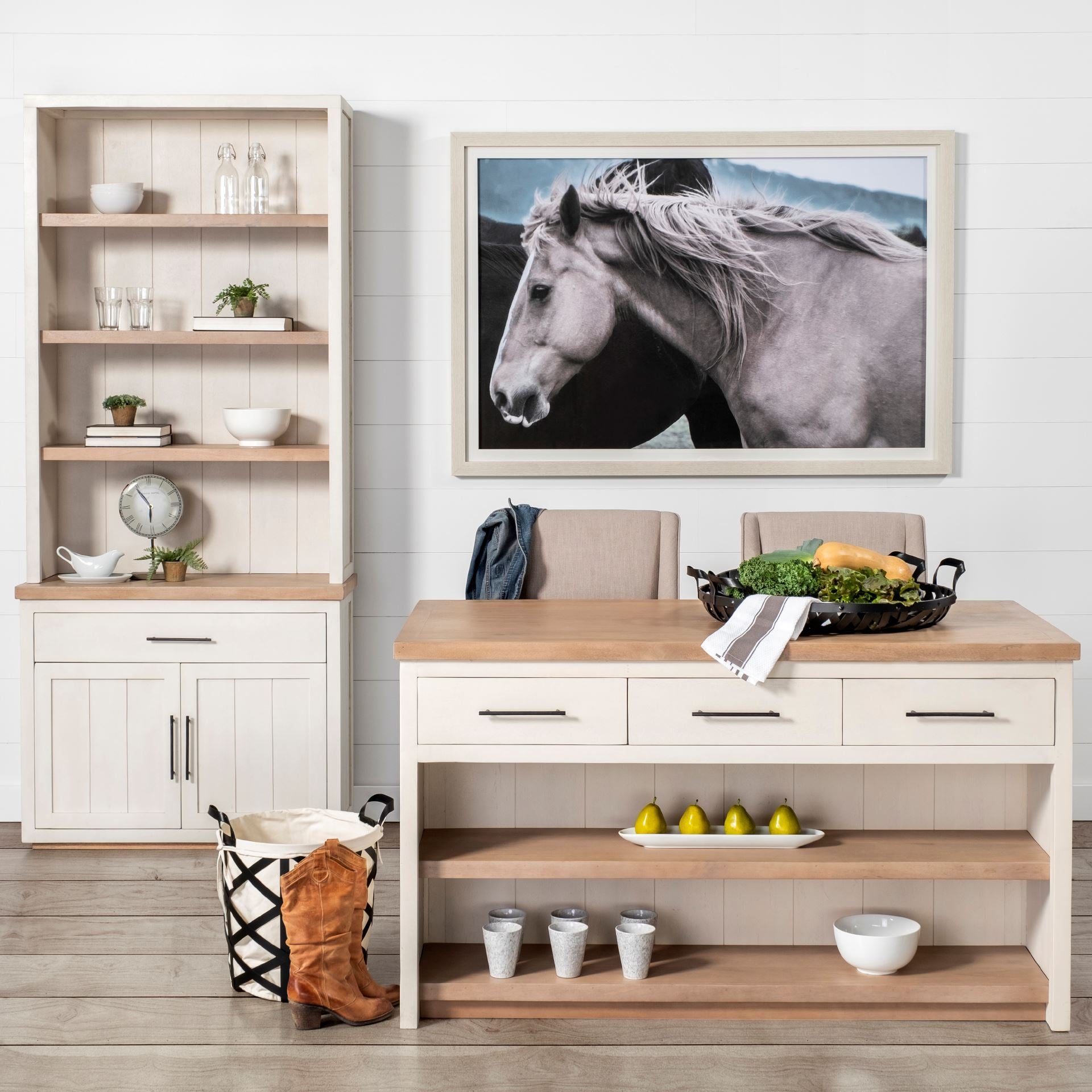 Fairview Kitchen Island White Wood | Brown Wood - kitchen-islands