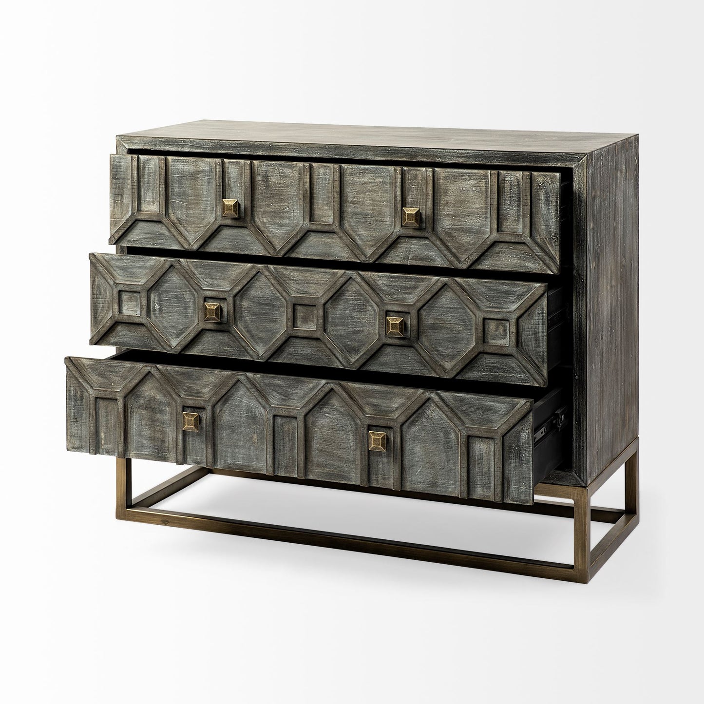 Genevieve Accent Cabinet Gray Wood | Gold Metal - acc-chest-cabinets