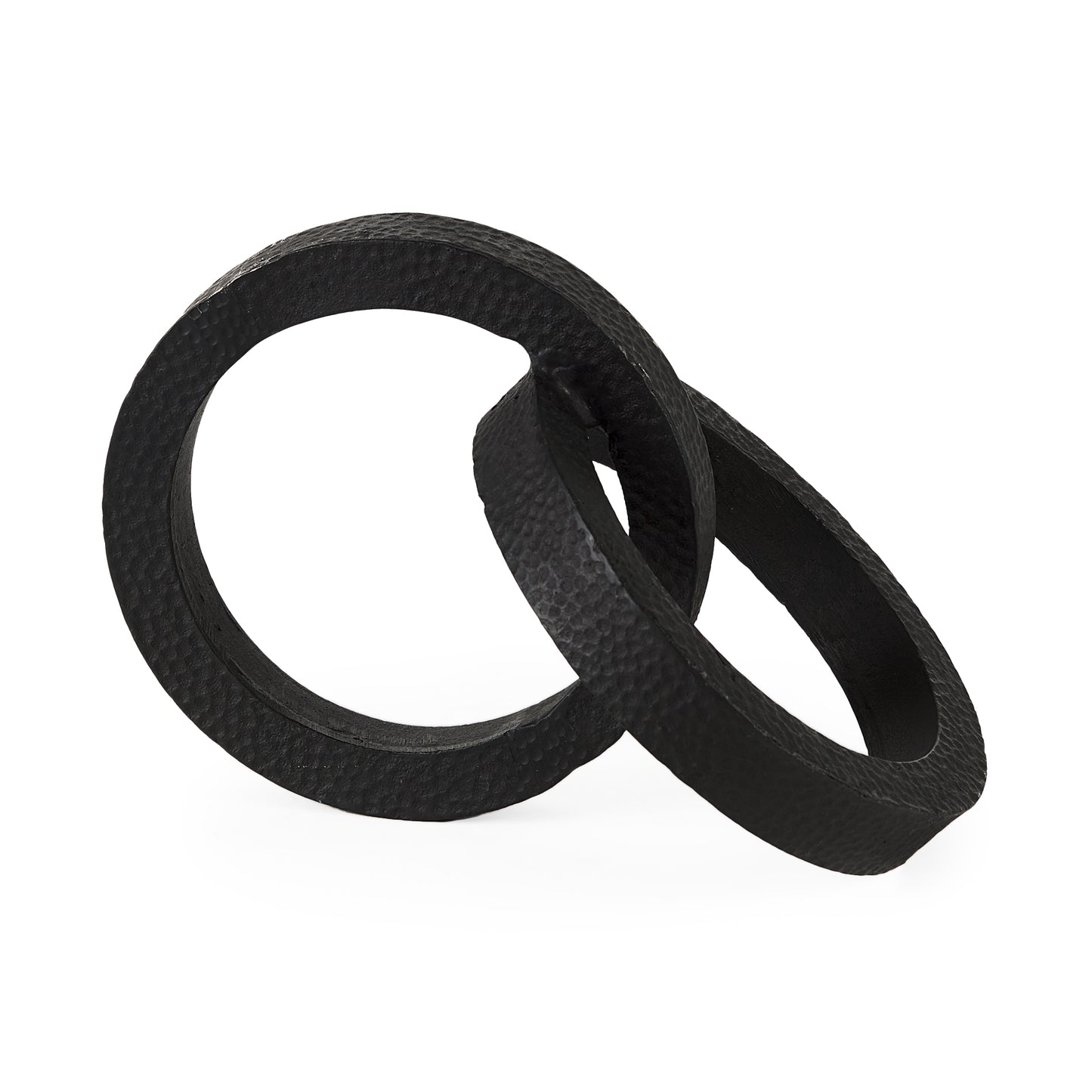Rafiki Two Blackened Hammered Finish Metal Conjoined Circles