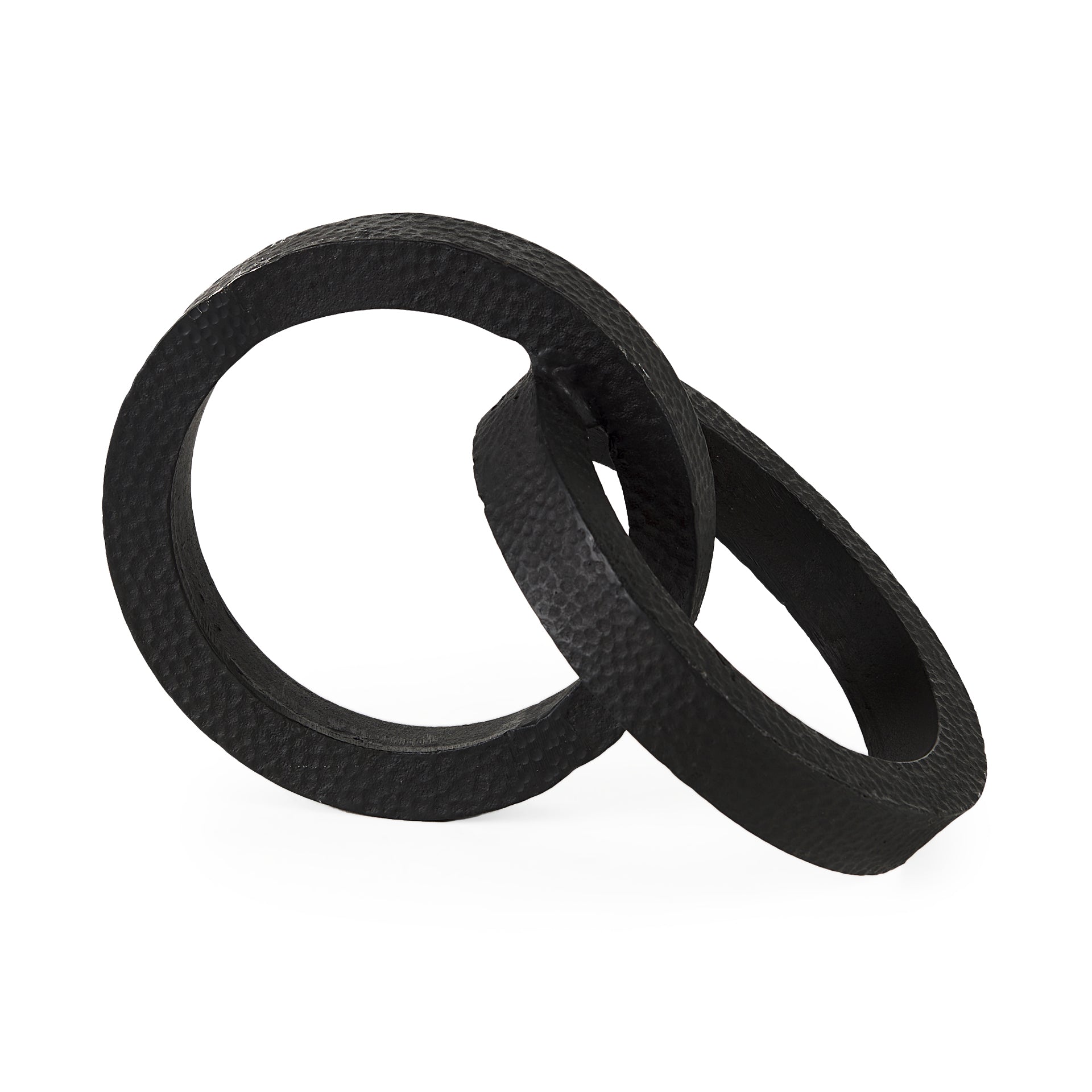 Rafiki Two Blackened Hammered Finish Metal Conjoined Circles