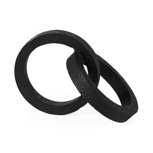 Rafiki Two Blackened Hammered Finish Metal Conjoined Circles