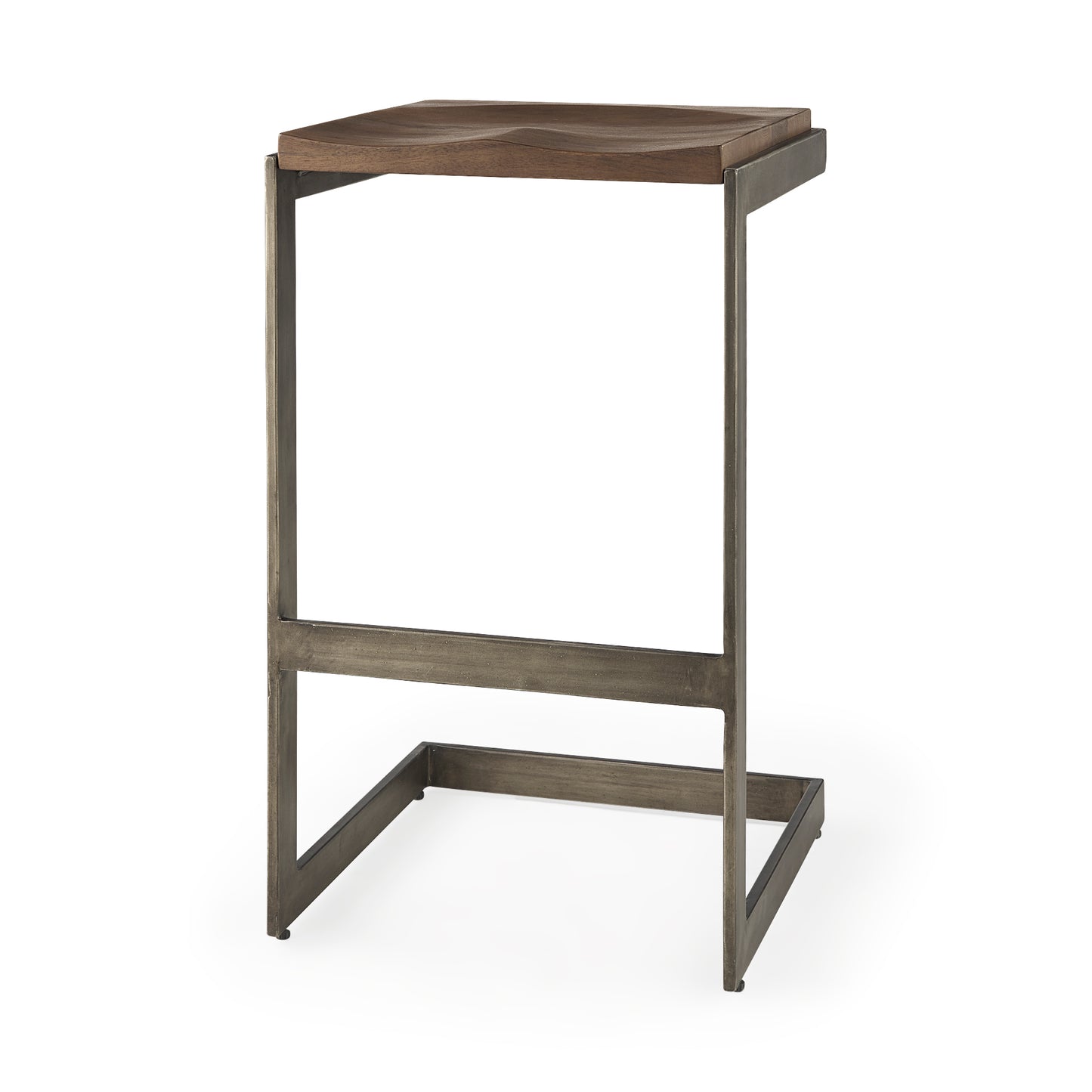 Kiran Bar Counter Stool Brown Wood | Antique Nickel | Bar - bar-stools