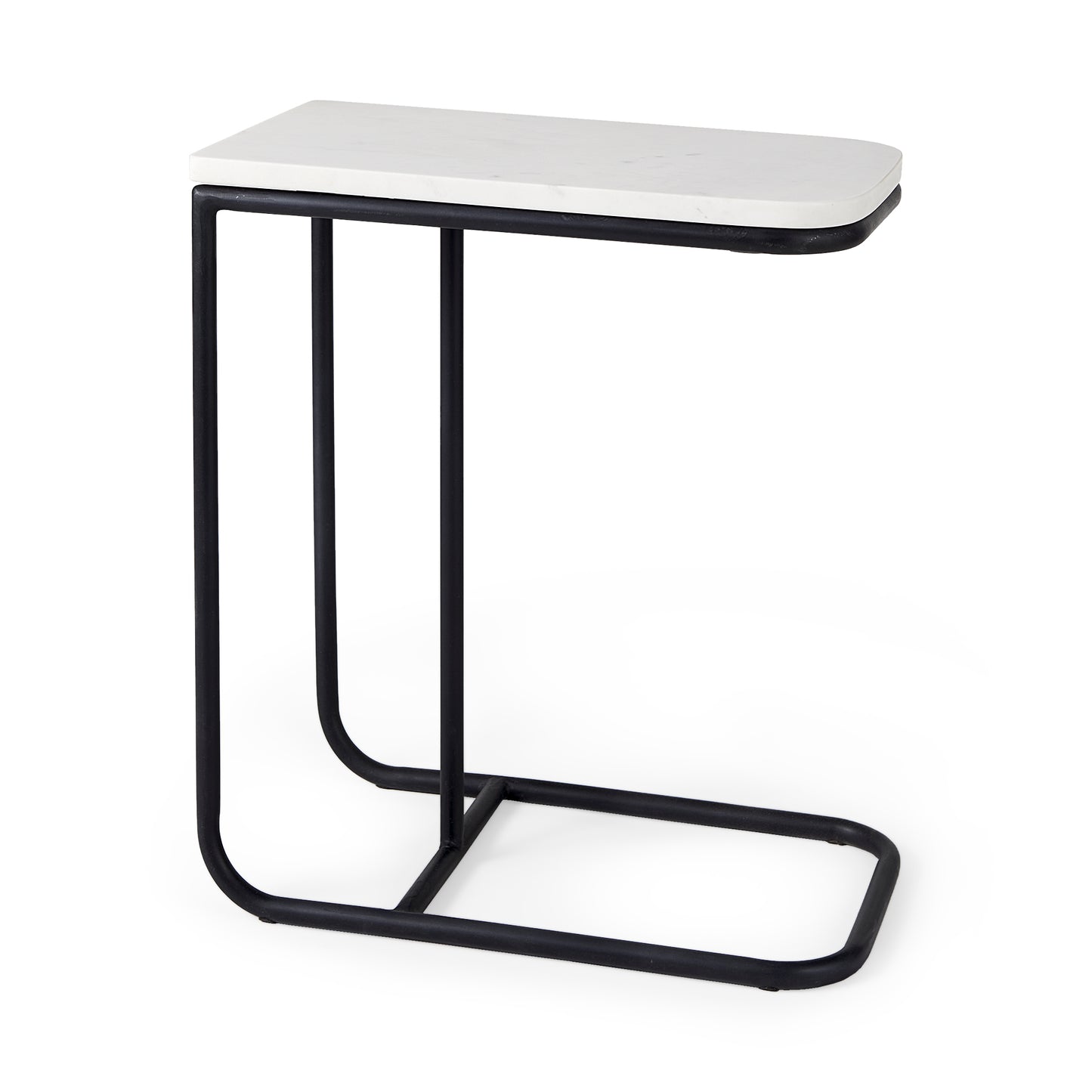 Kyra End Side Table White Marble | Black Metal - end-and-side-tables