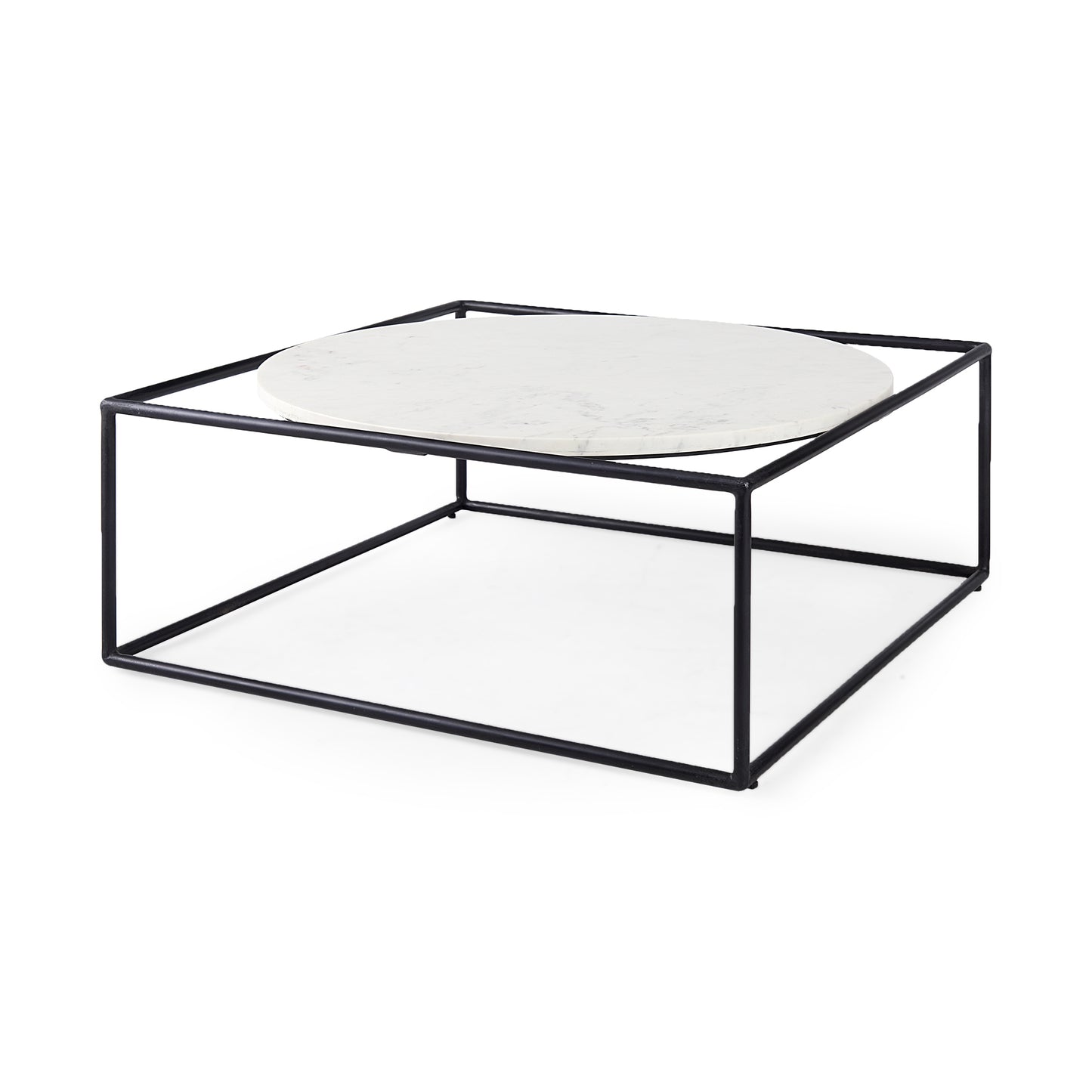 Austen Coffee Table White Marble | Black Metal