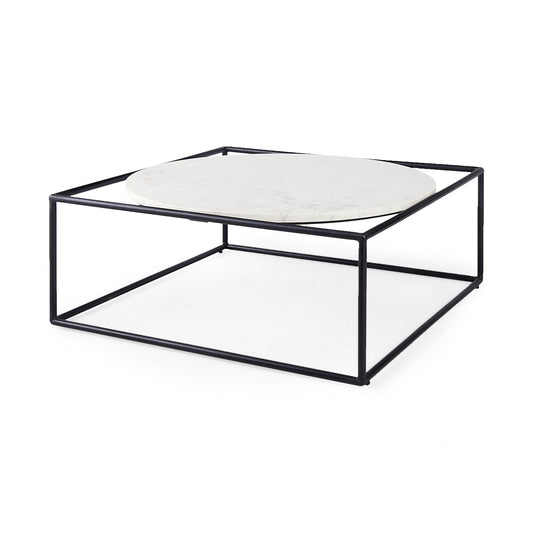 Austen Coffee Table White Marble | Black Metal - coffee-tables