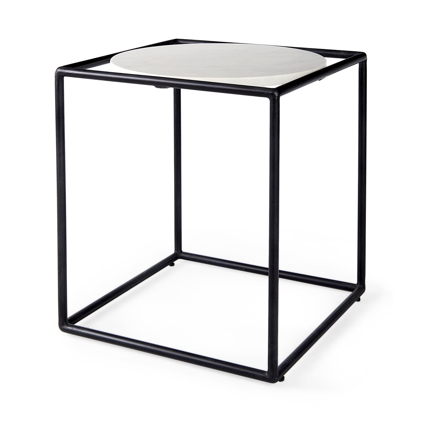 Austen End Side Table White Marble | Black Metal - end-and-side-tables