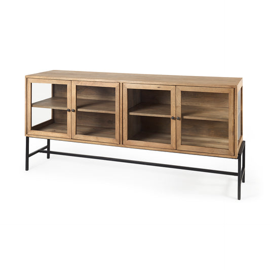 Arelius Sideboard Light Brown Wood | Black Metal - sideboards-and-buffets