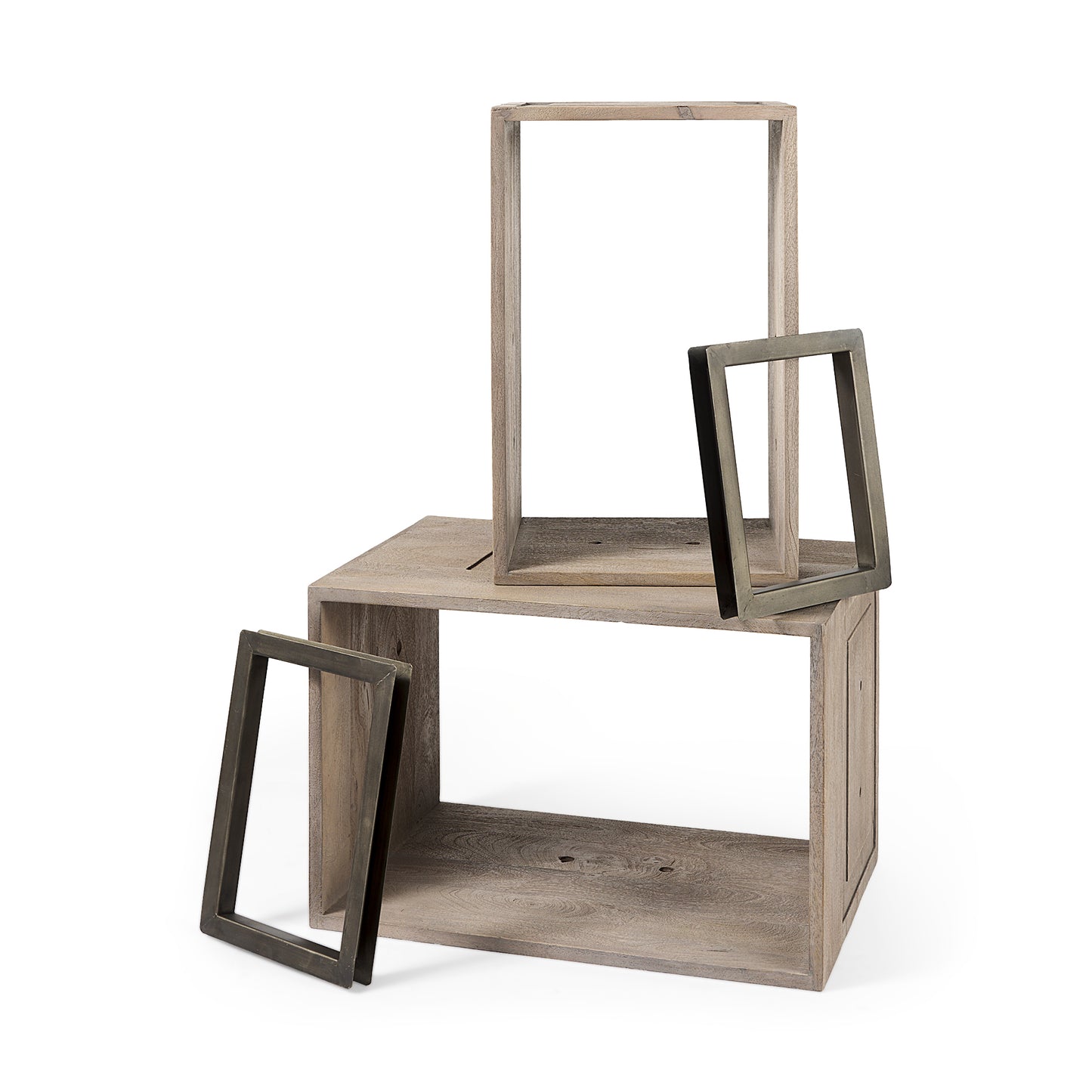 Simul (Set of 2) Light Brown Wood Modular Shelving Unit