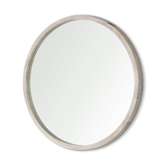 Gambit Wall Mirror White Wash Wood | 46’’ Round - wall-mirrors-grouped