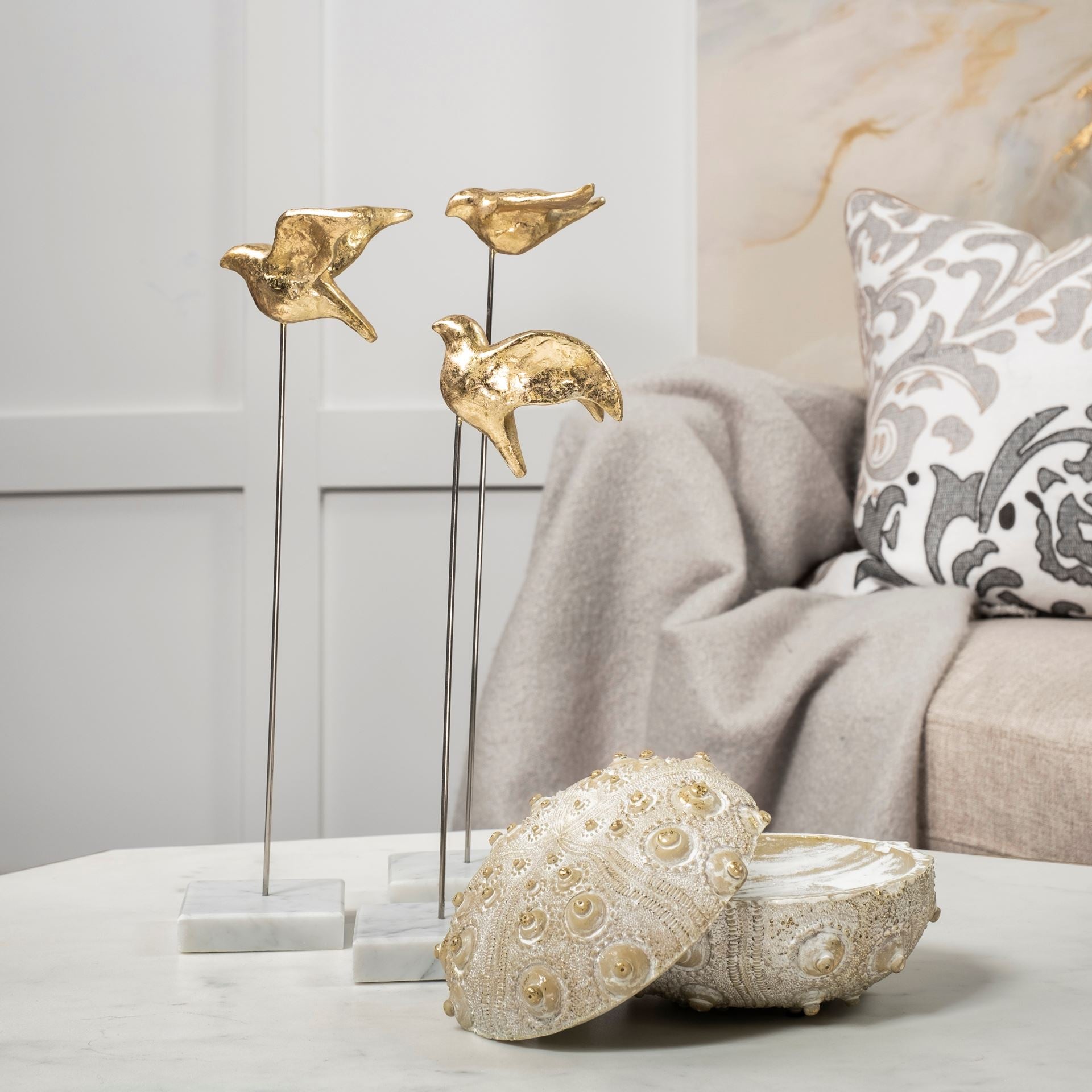Aya Set of 3 11L x 4W Gold Metal Decorative Birds