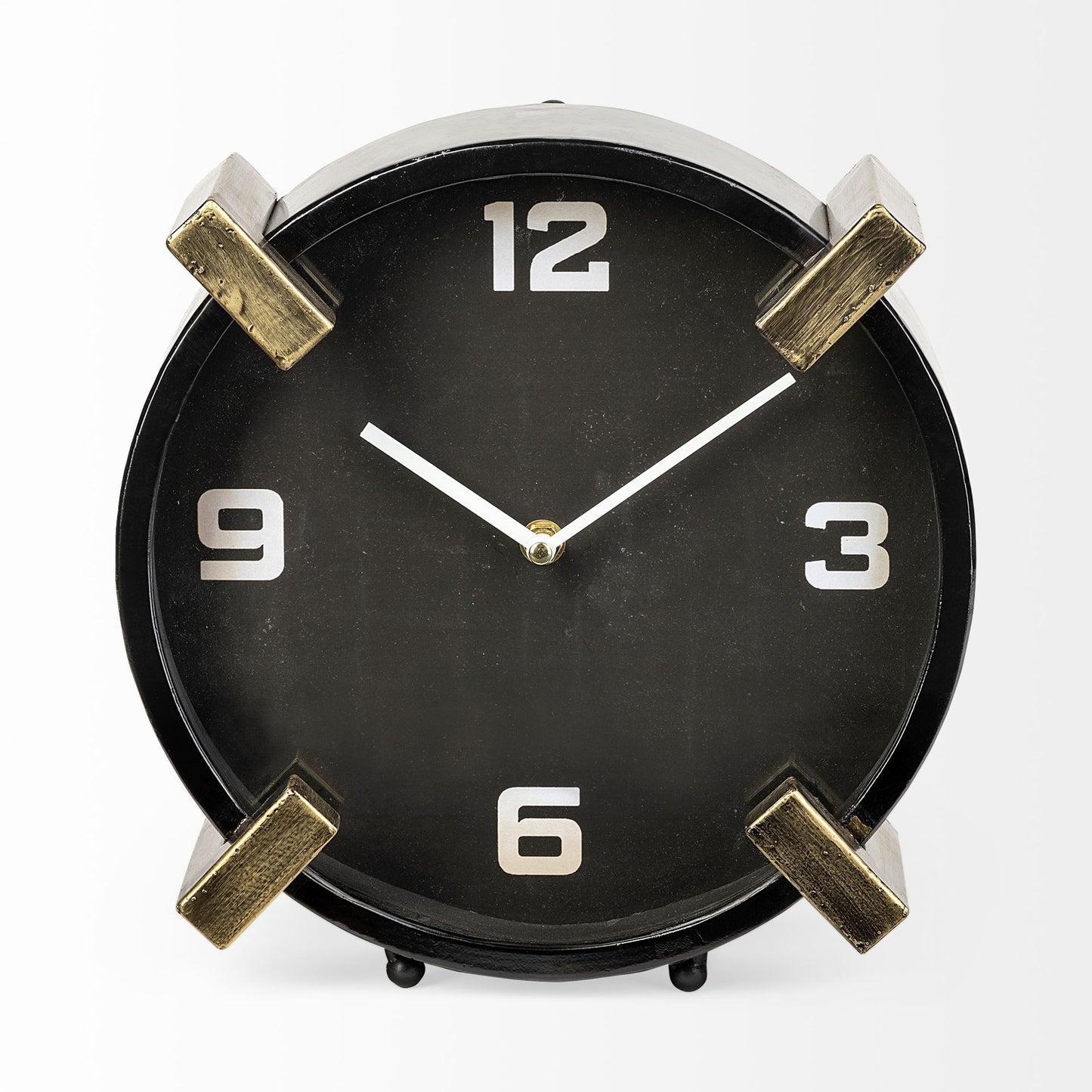 Agar Black Metal Round Table Clock