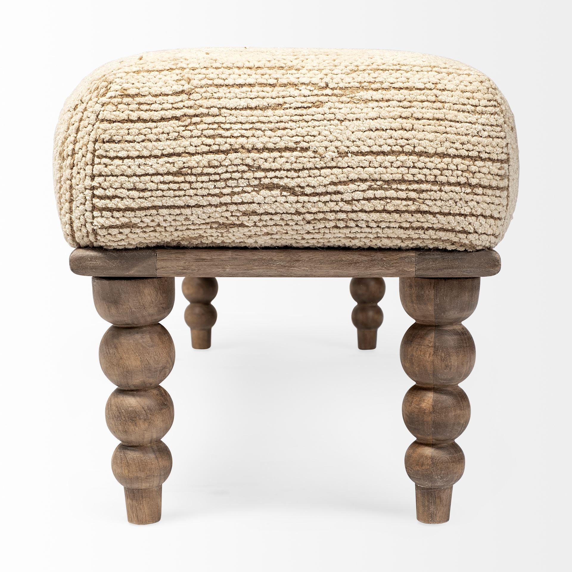 Alder Rectangle Bench Cream Fabric | Brown Wood - benches