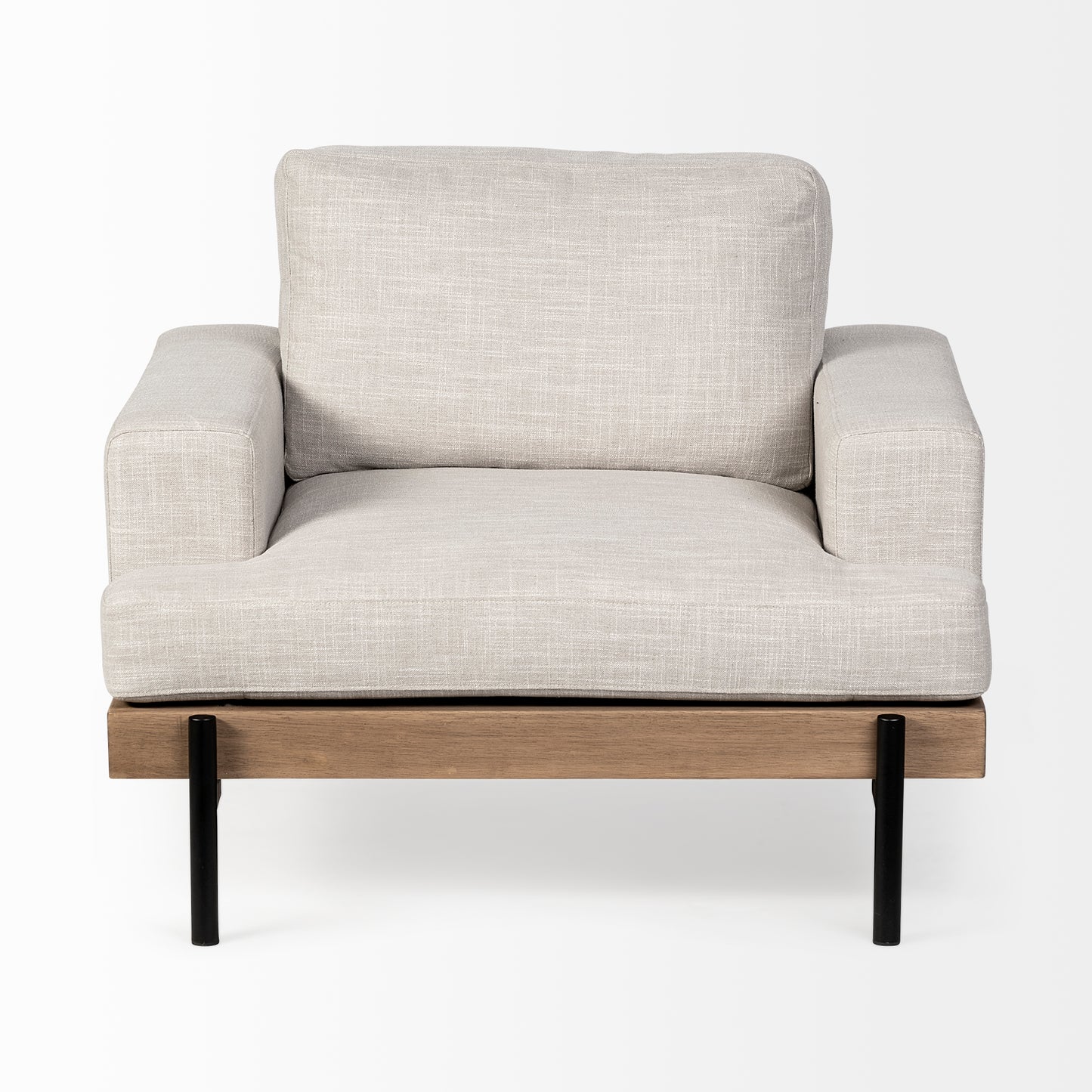 Colburne I Beige Fabric W/ Wood and Iron Frame Accent Chair