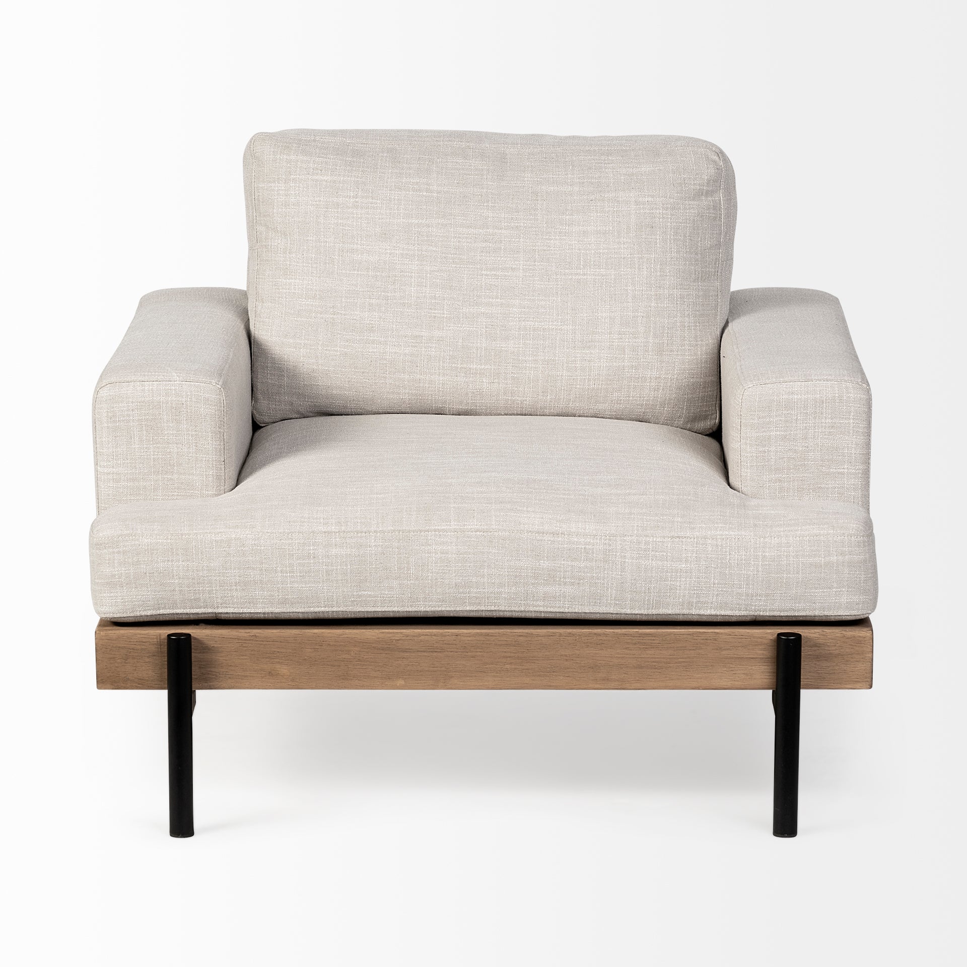 Colburne I Beige Fabric W/ Wood and Iron Frame Accent Chair