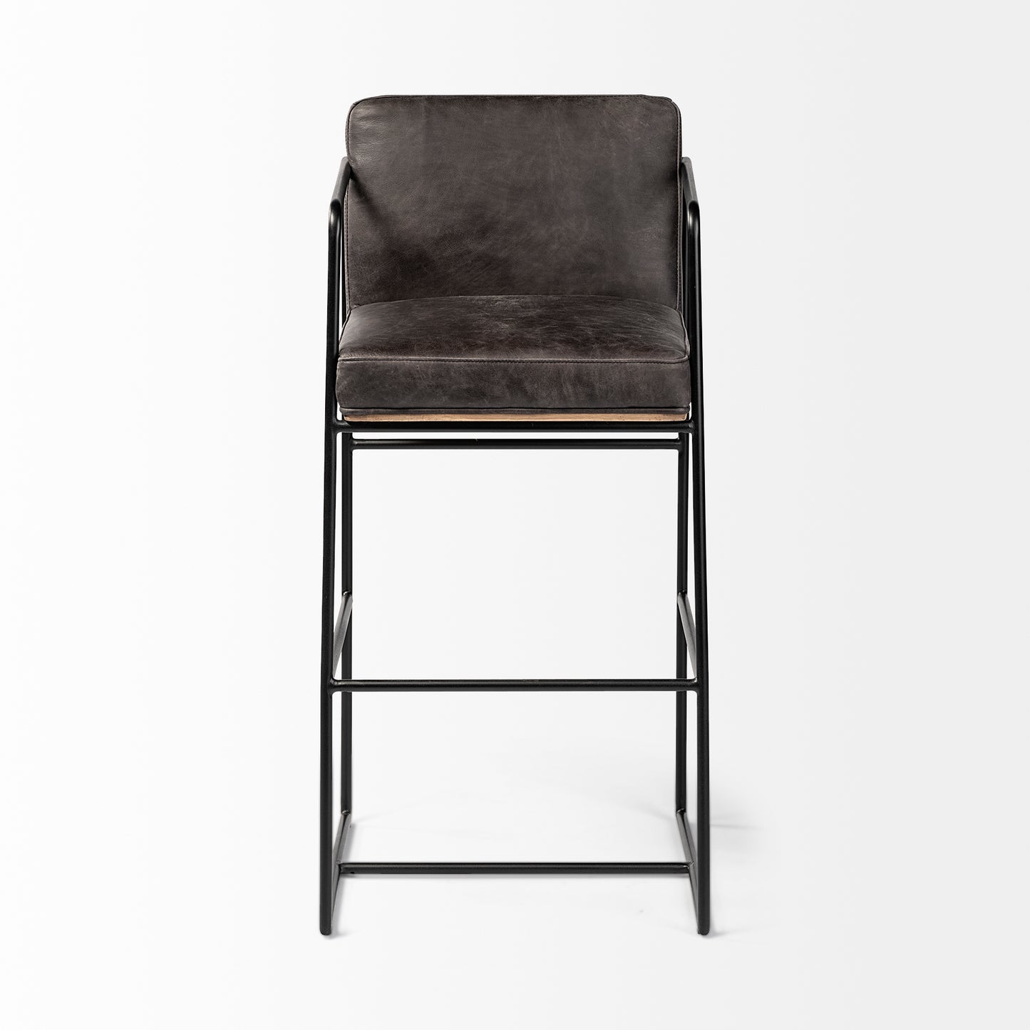 Stamford Bar Counter Stool Black Leather | Black Metal | Bar - bar-stools