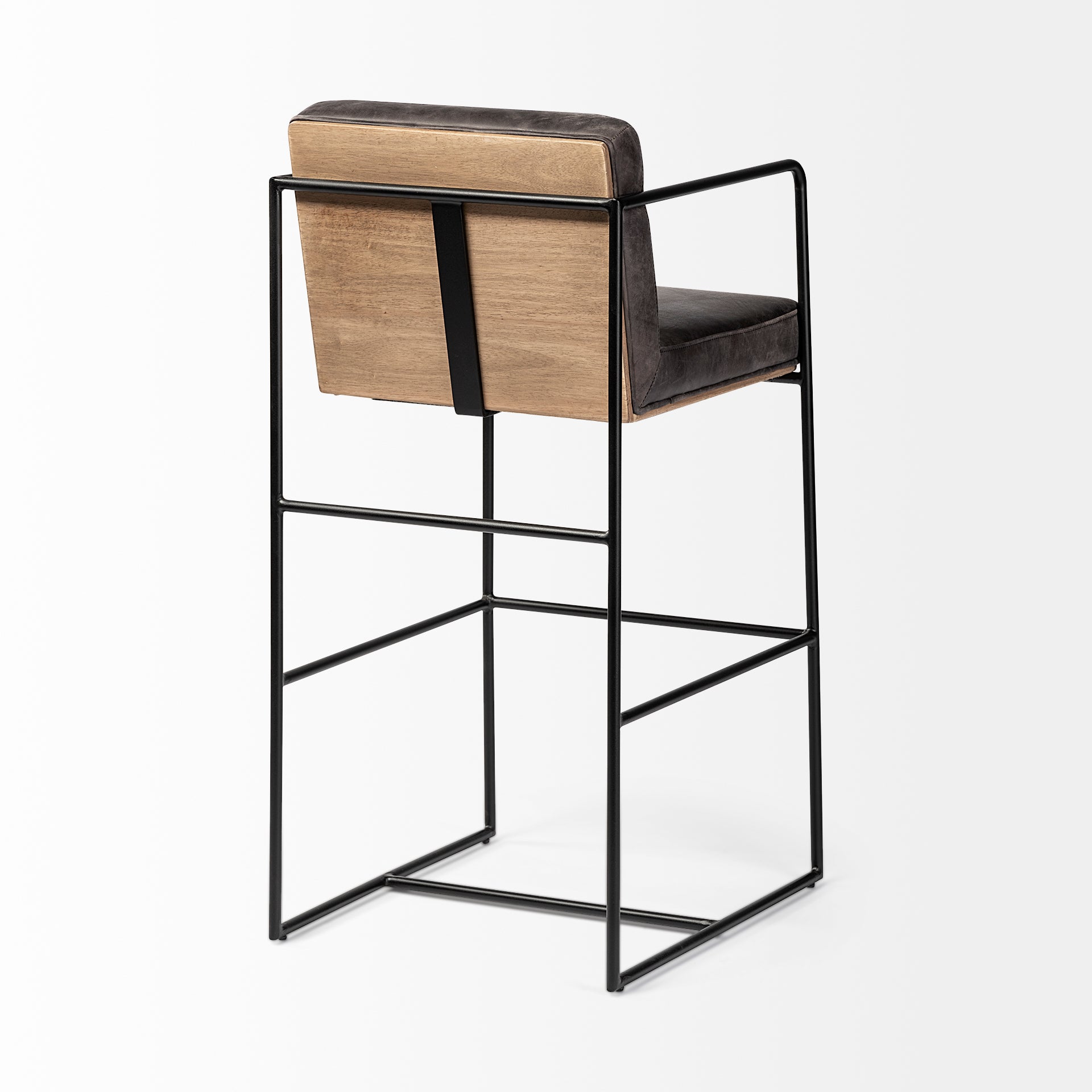 Stamford Bar Counter Stool Black Leather | Black Metal | Bar - bar-stools