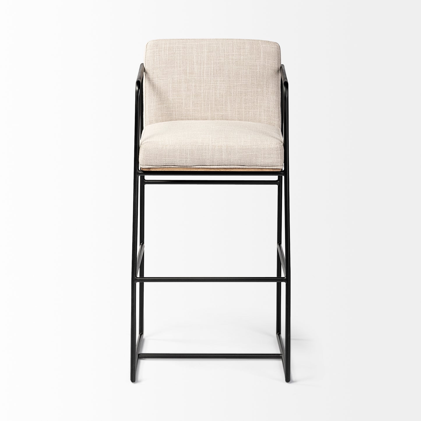 Stamford Bar Counter Stool Beige Fabric | Black Metal | Bar - bar-stools