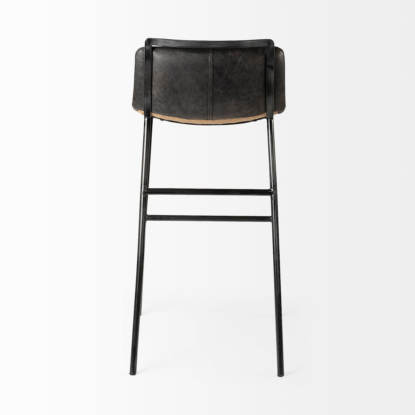 Kavalan Bar Counter Stool Ebony Leather | Black Metal | Bar - bar-stools