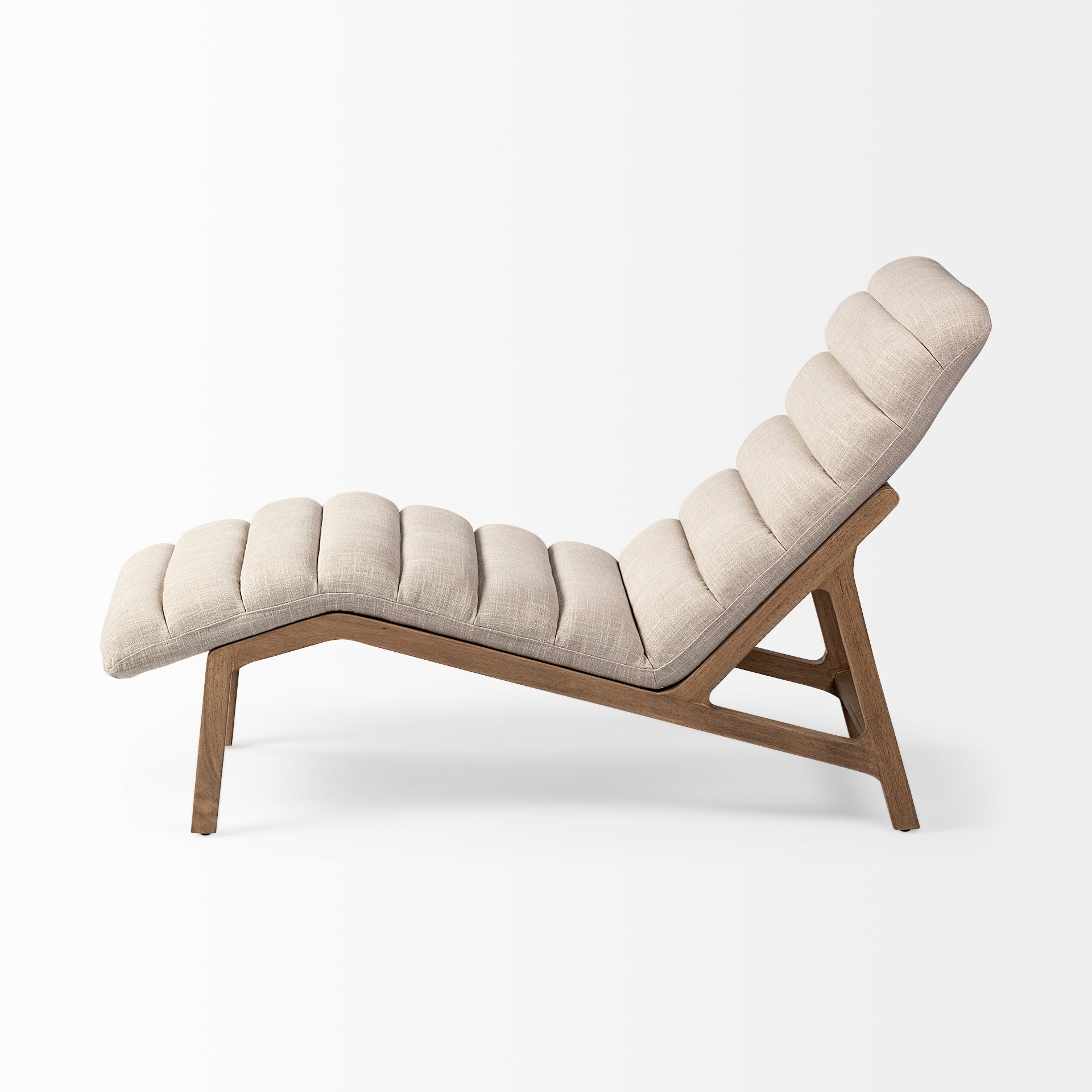Pierre Beige Fabric Upholstered Armless Chaise Lounge Chair