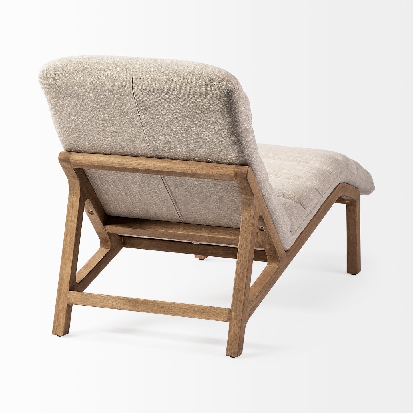 Pierre Beige Fabric Upholstered Armless Chaise Lounge Chair