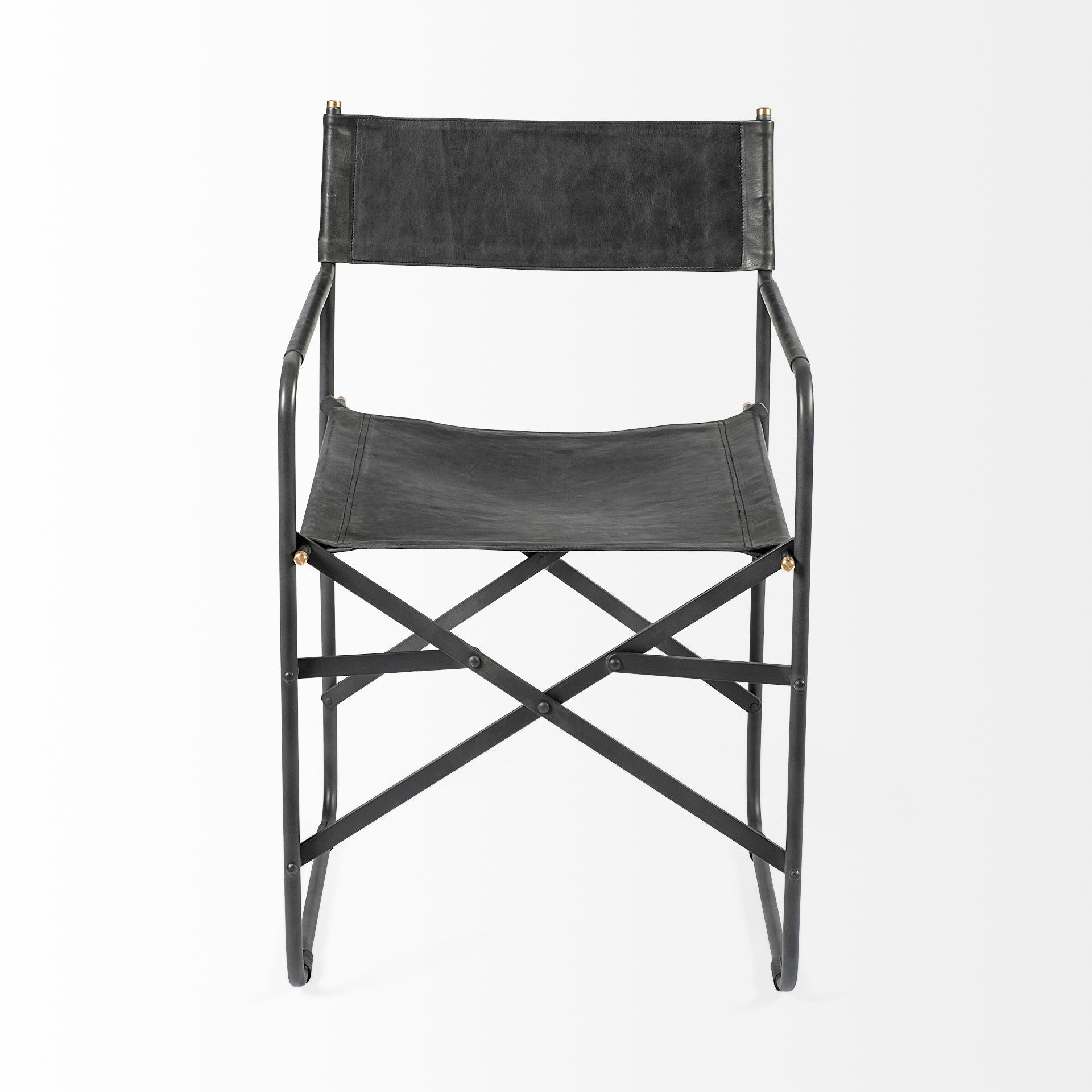 Direttore Dining Chair Black Leather | Black Metal - dining-chairs