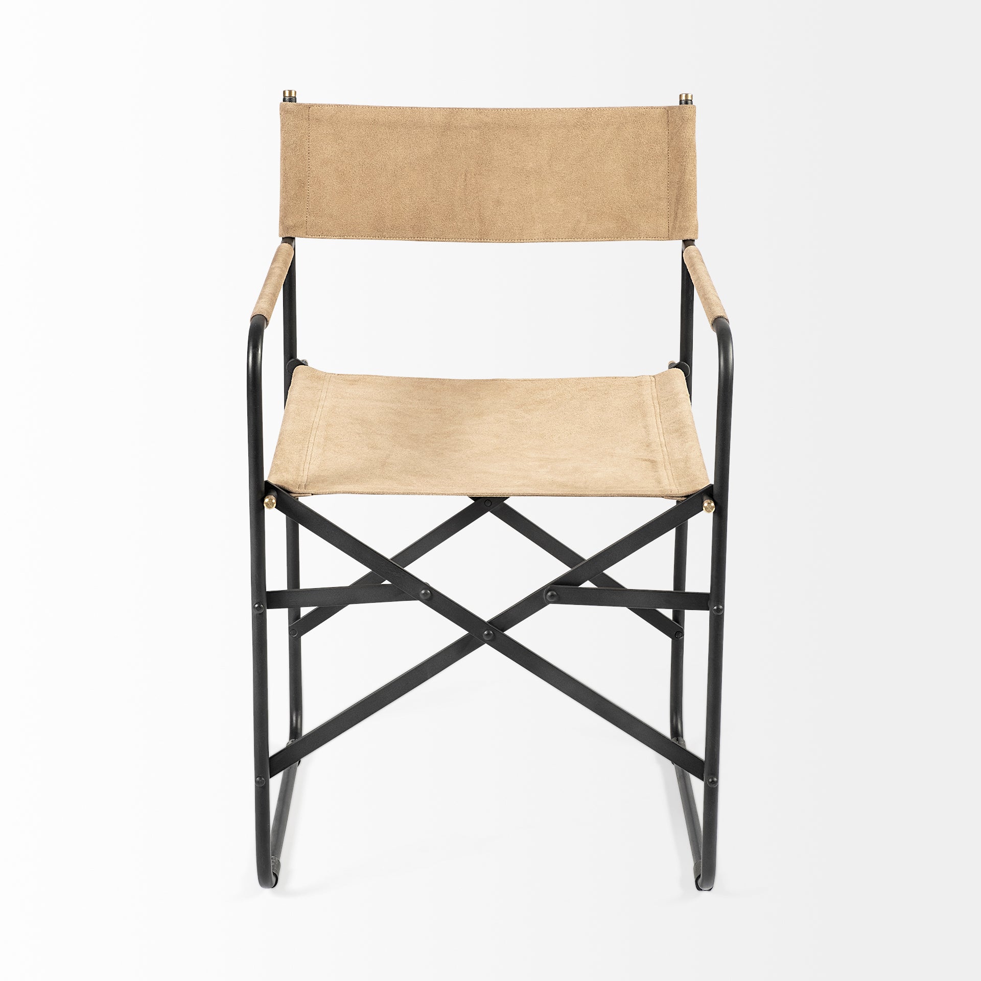 Direttore Dining Chair Tan Suede | Black Metal - dining-chairs