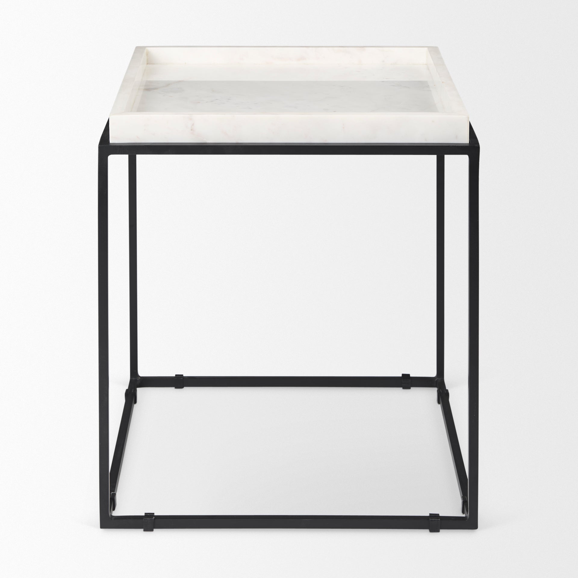 Nathan End Side Table White Marble | Black Metal - end-and-side-tables