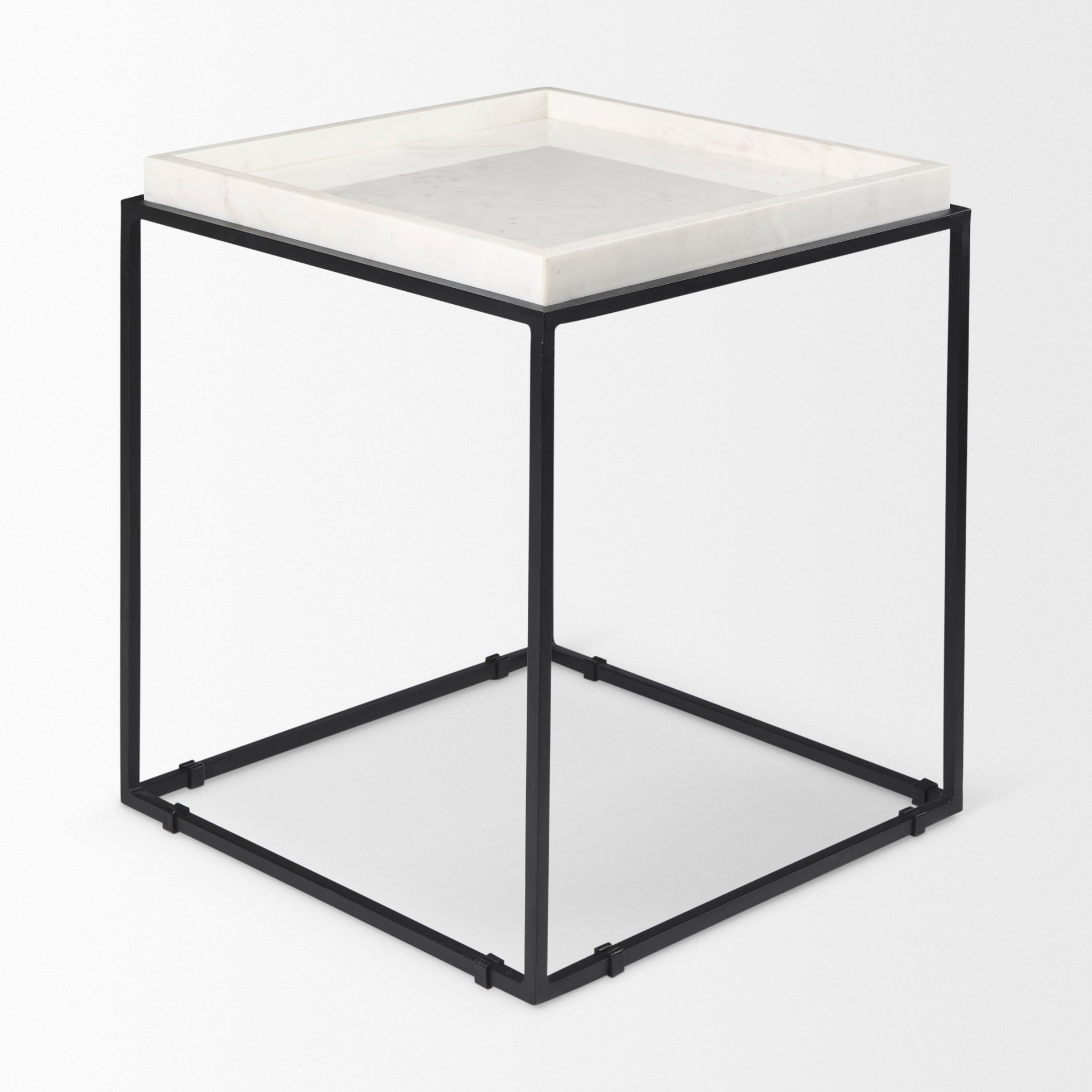 Nathan End Side Table White Marble | Black Metal - end-and-side-tables