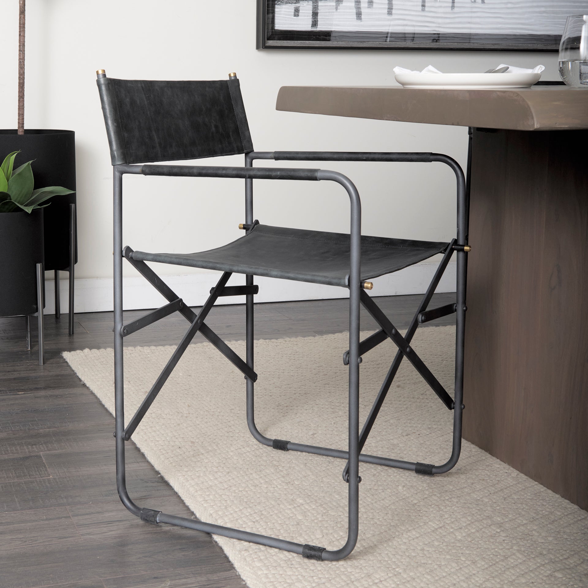 Direttore Dining Chair Black Leather | Black Metal - dining-chairs