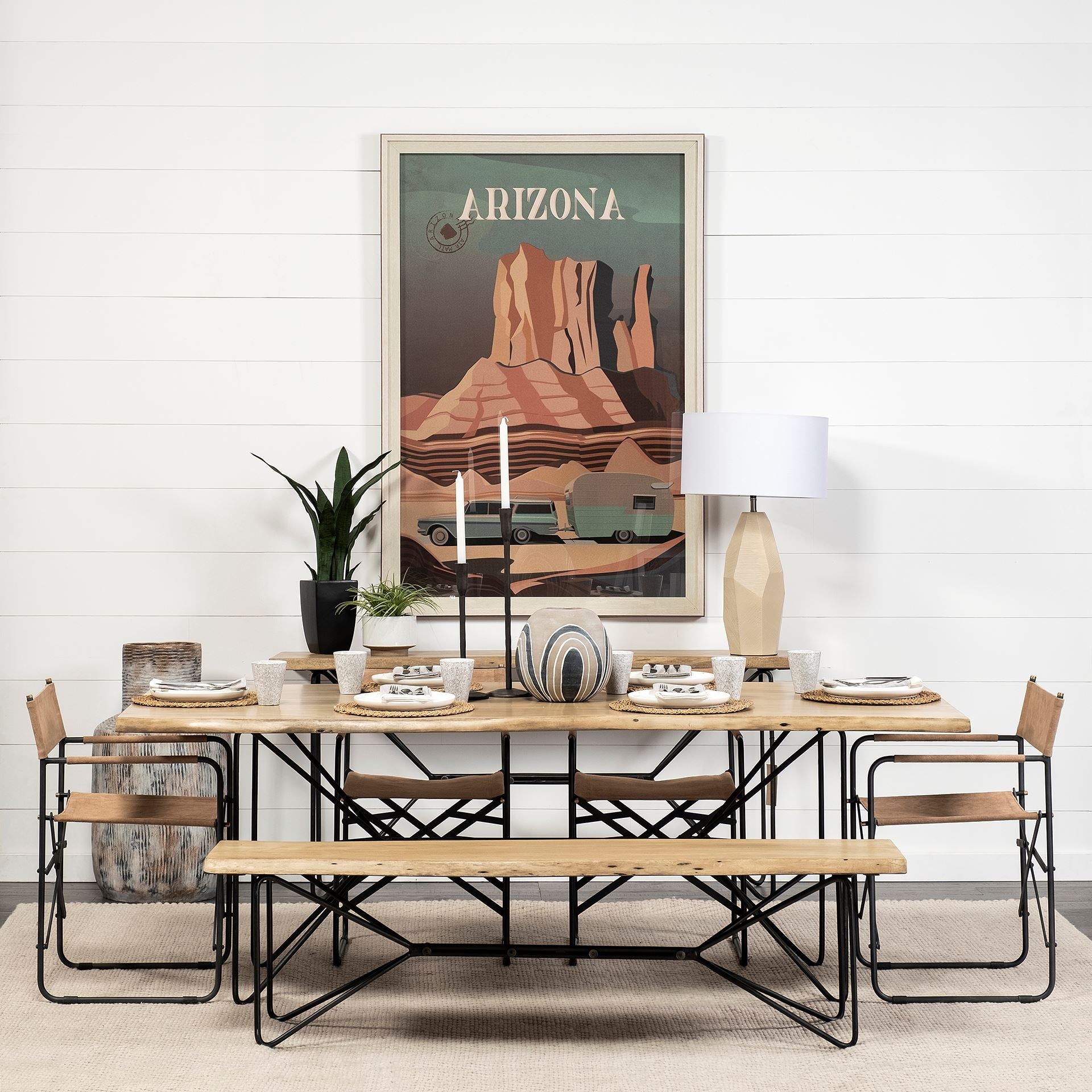 Papillion Dining Table Blonde Wood | Black Iron - dining-table