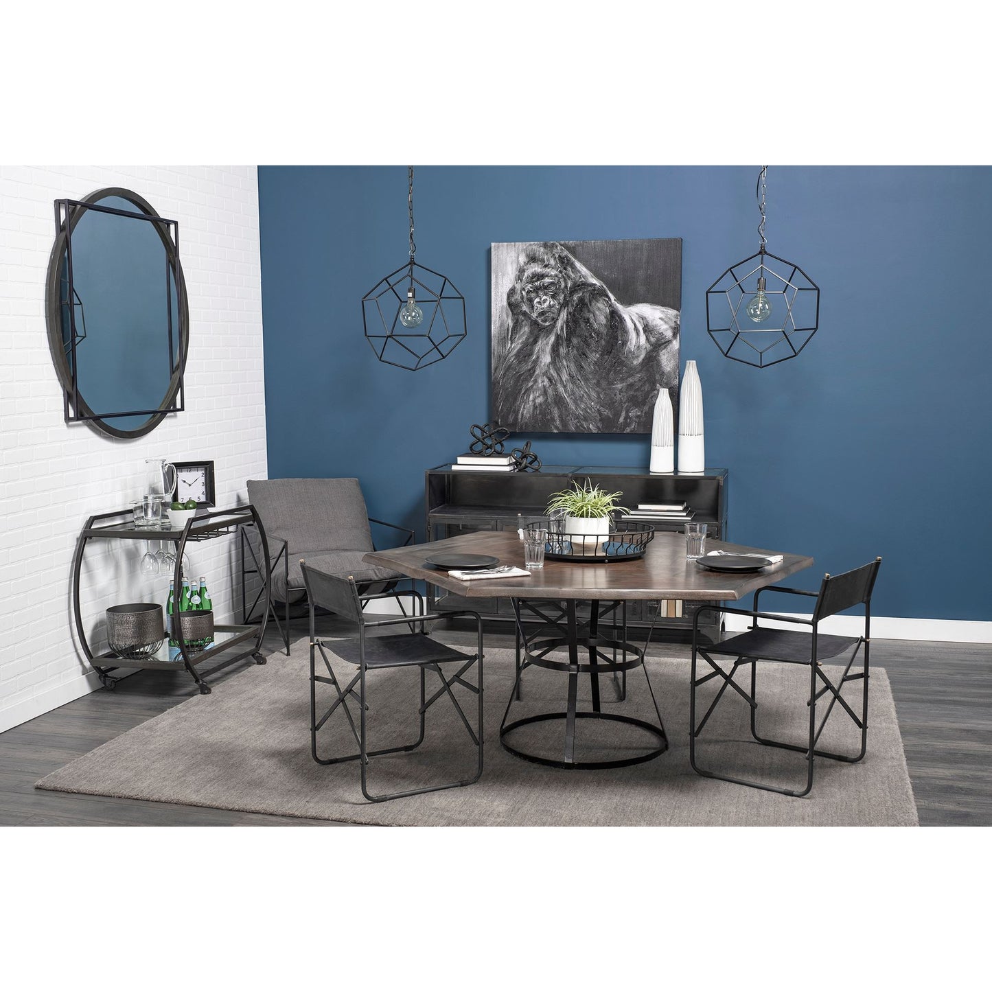 Chriselle Black Metal And Glass Two Tier Bar Cart