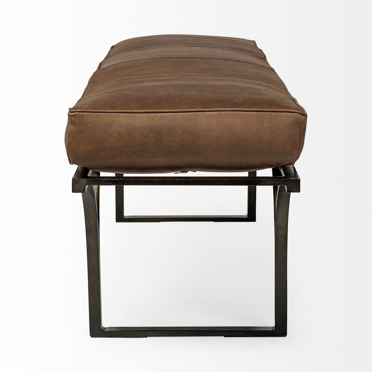 Jessie Bench Brown Leather | Black Metal - benches