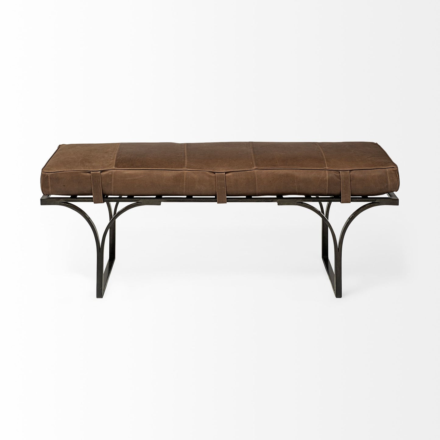 Jessie Bench Brown Leather | Black Metal - benches