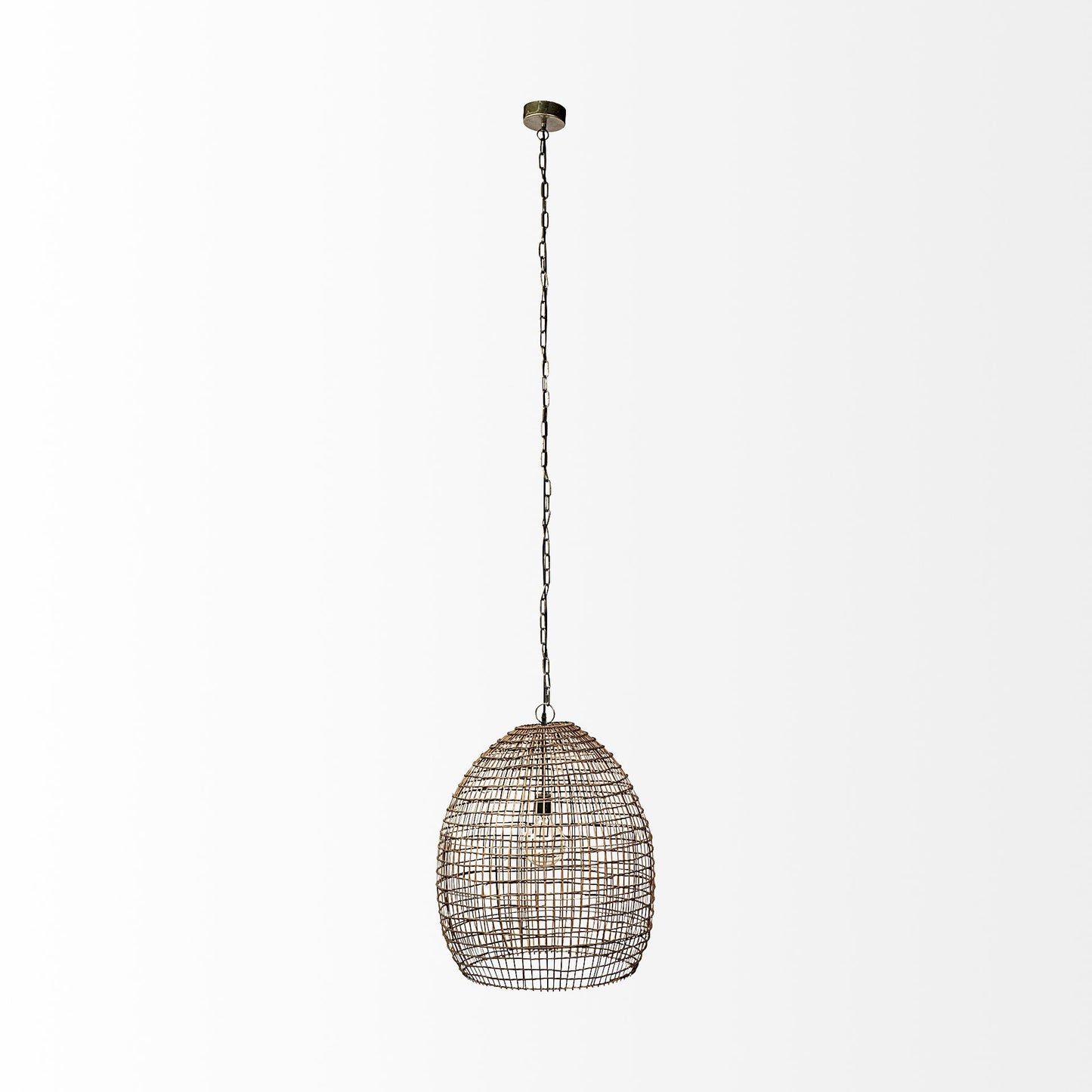 Aruba Pendant Light Brown Woven Straw - pendant-light