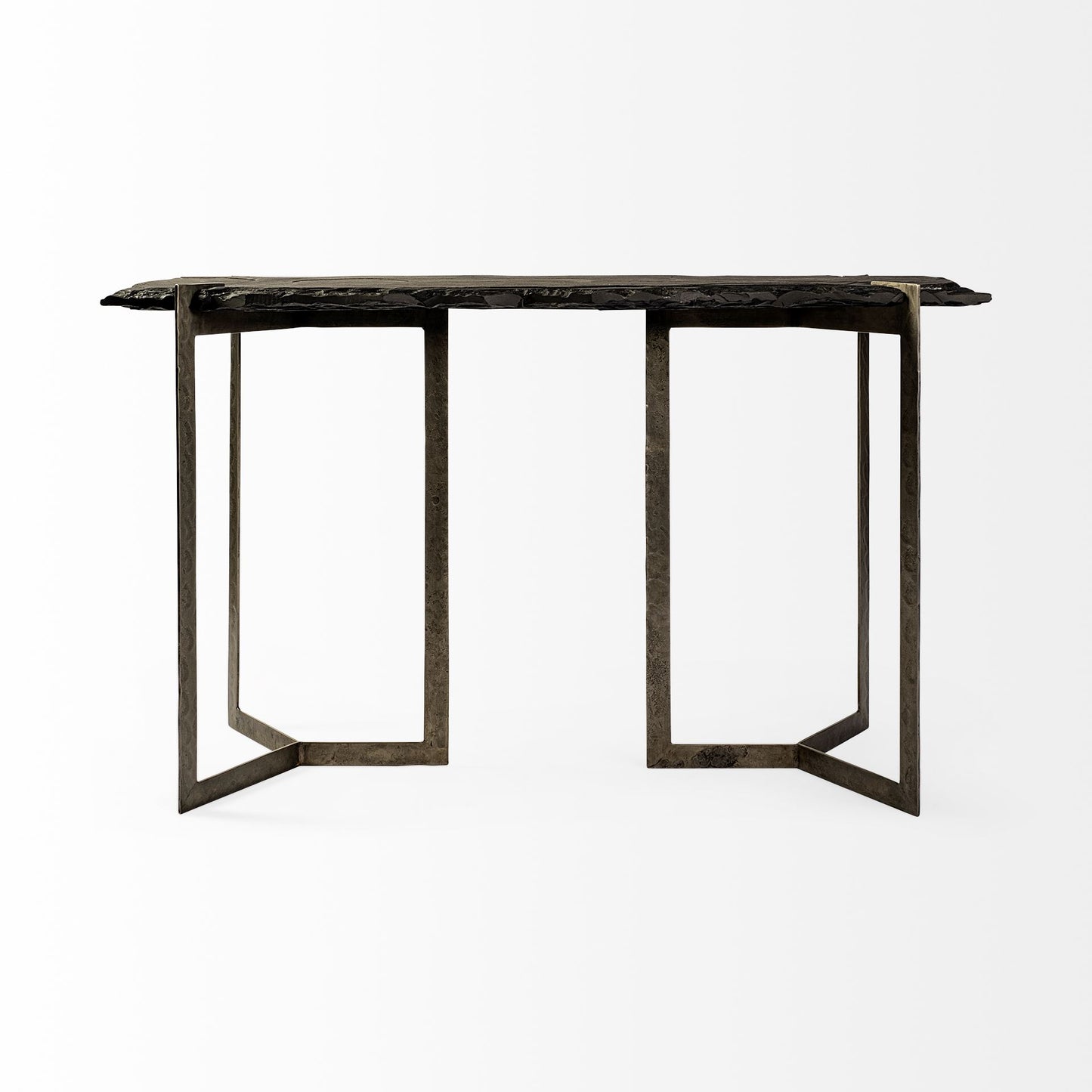 Shale III 50L x 20W Black Live-Edge Slate and Iron Console Table