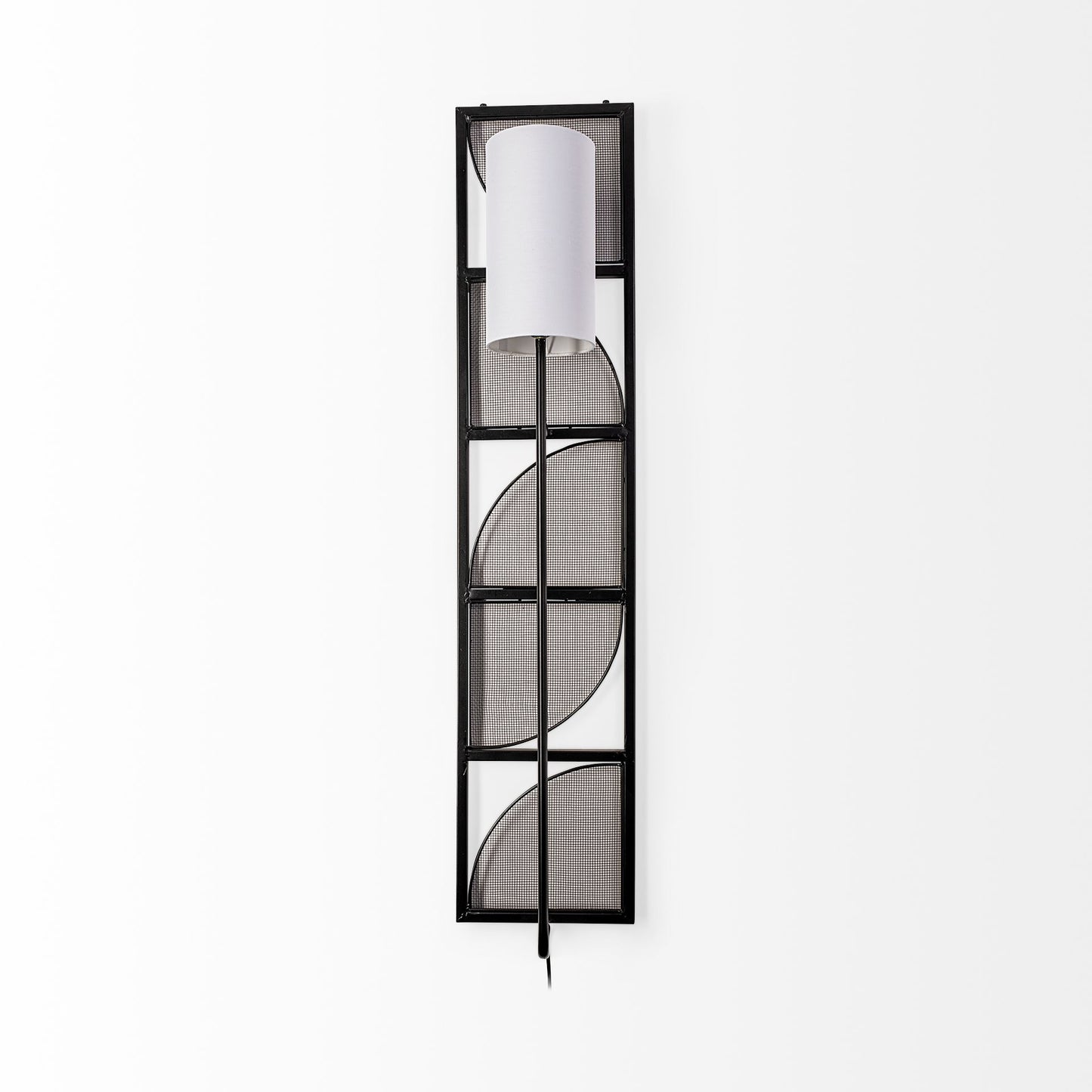 Navin 10x46.5 Black Metal Body White Fabric Shade Rectangular Wall Sconce