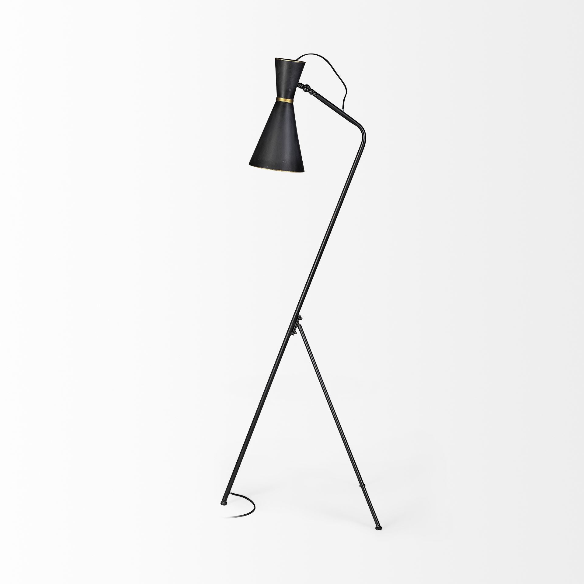 Eris Floor Lamp Black Metal | Brass Metal - floor-lamps