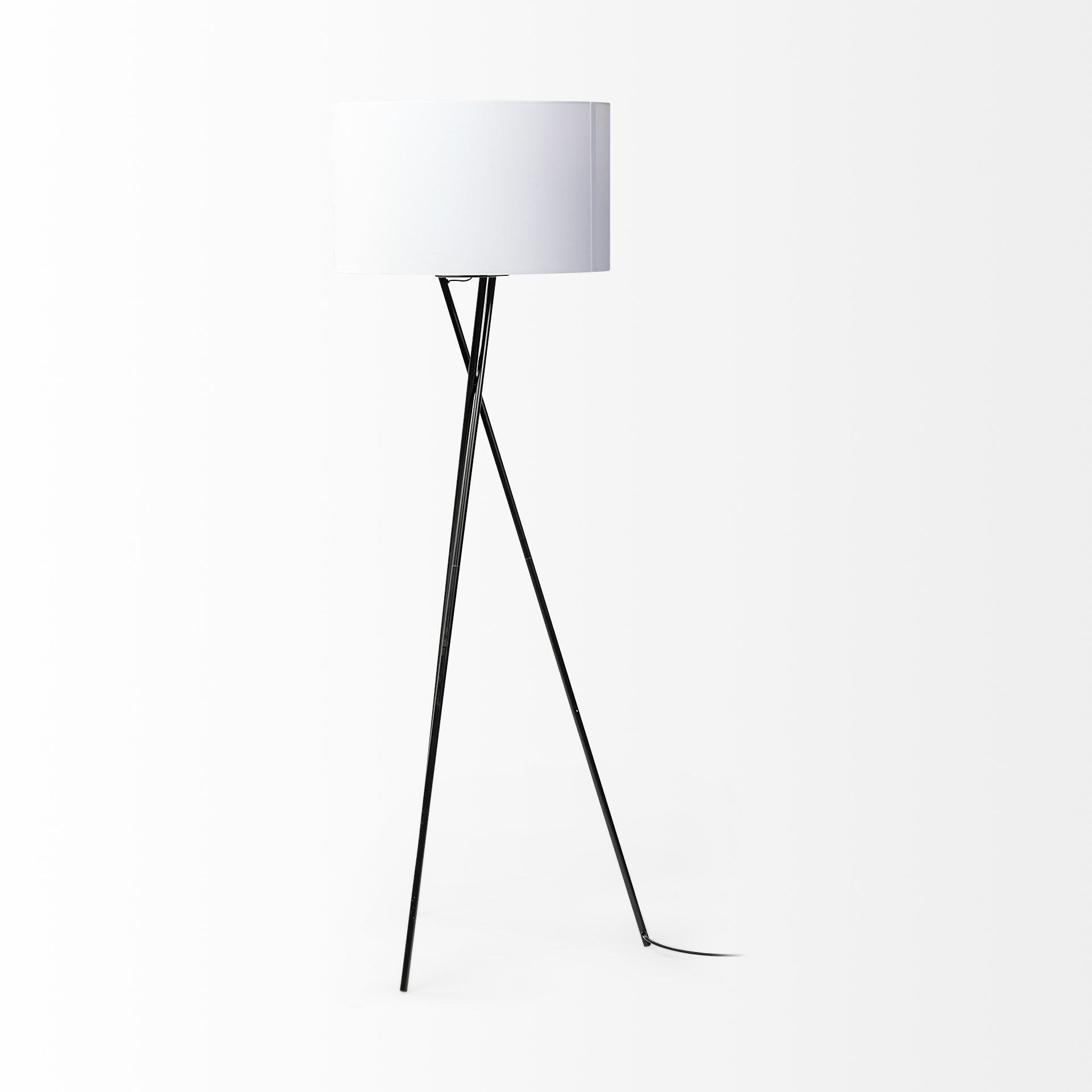 Ambrose Floor Lamp Black Metal | White Shade - floor-lamps