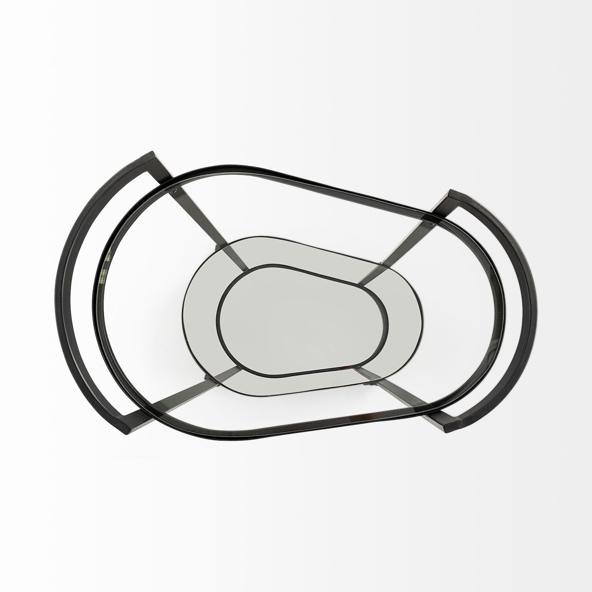 Eleonore Black Metal Frame Two-Tier w/Glass Shelves Bar Cart