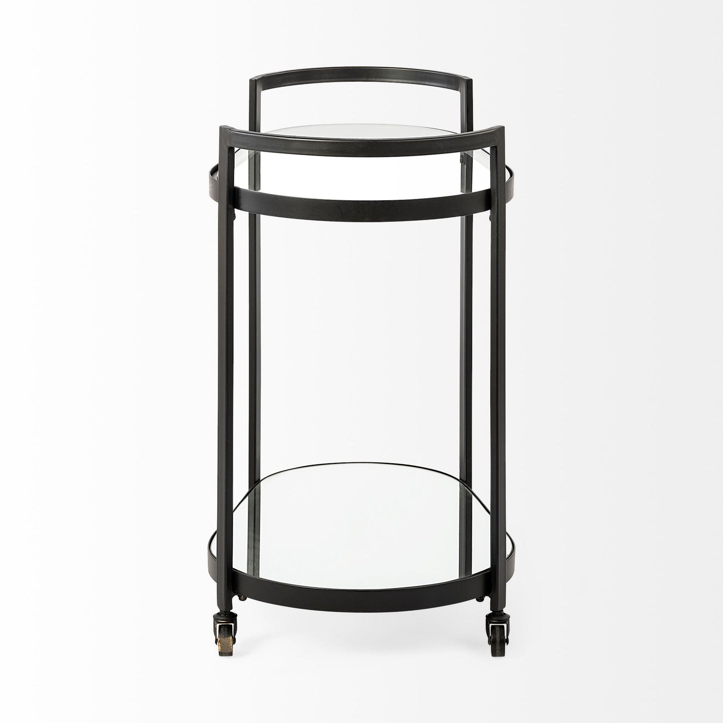 Eleonore Black Metal Frame Two-Tier w/Glass Shelves Bar Cart