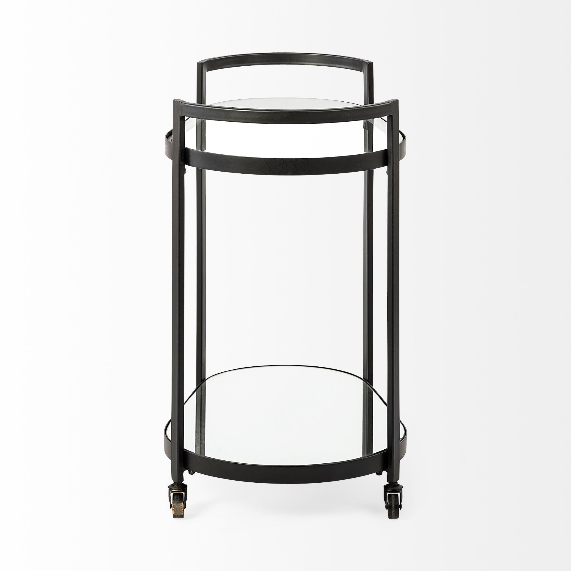 Eleonore Black Metal Frame Two-Tier w/Glass Shelves Bar Cart
